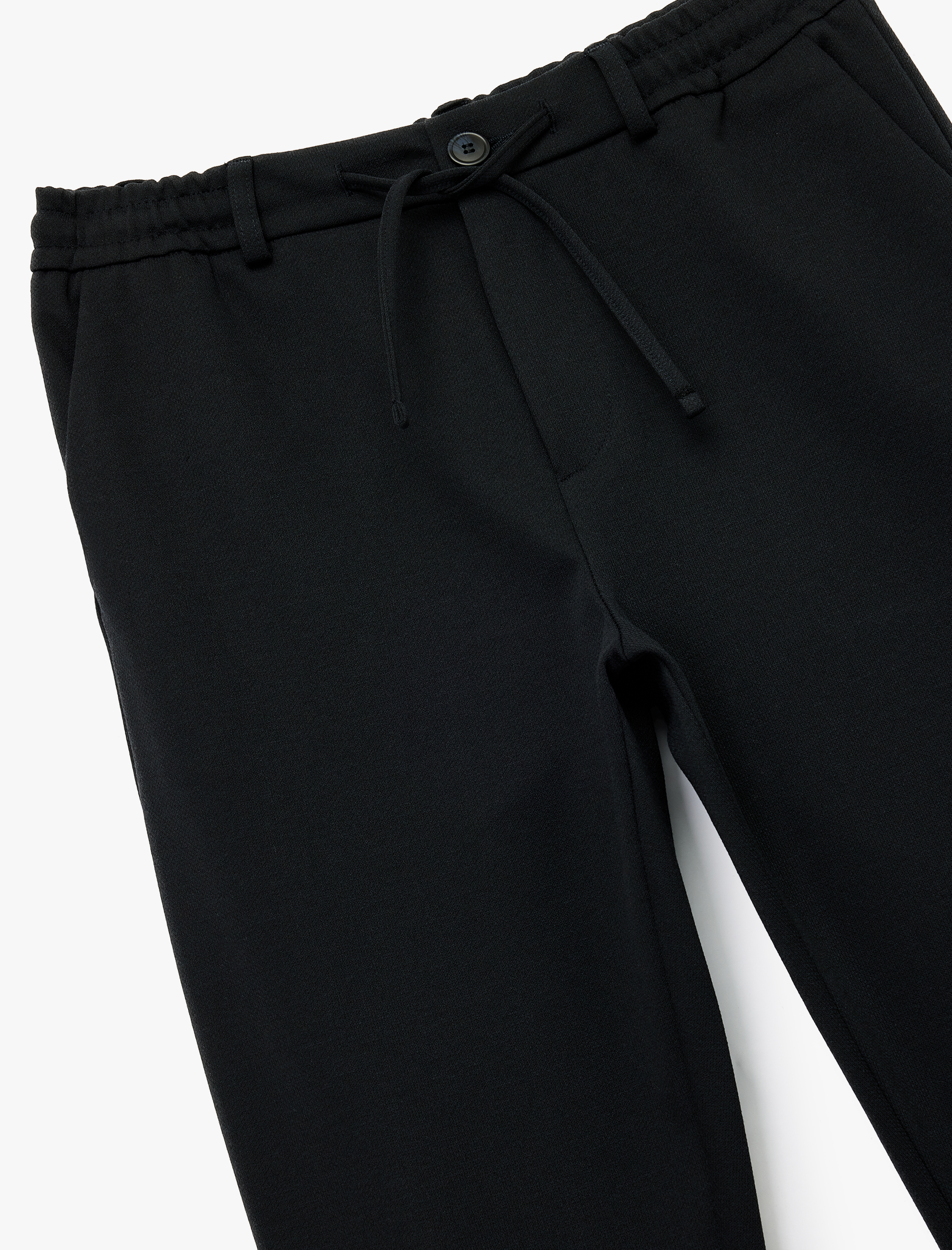   Cep Detaylı Düğmeli Pike Kumaş Beli Bağcıklı Pantolon