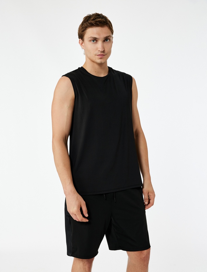  Bisiklet Yaka Rahat Kesim Basic Spor Kolsuz Tişört