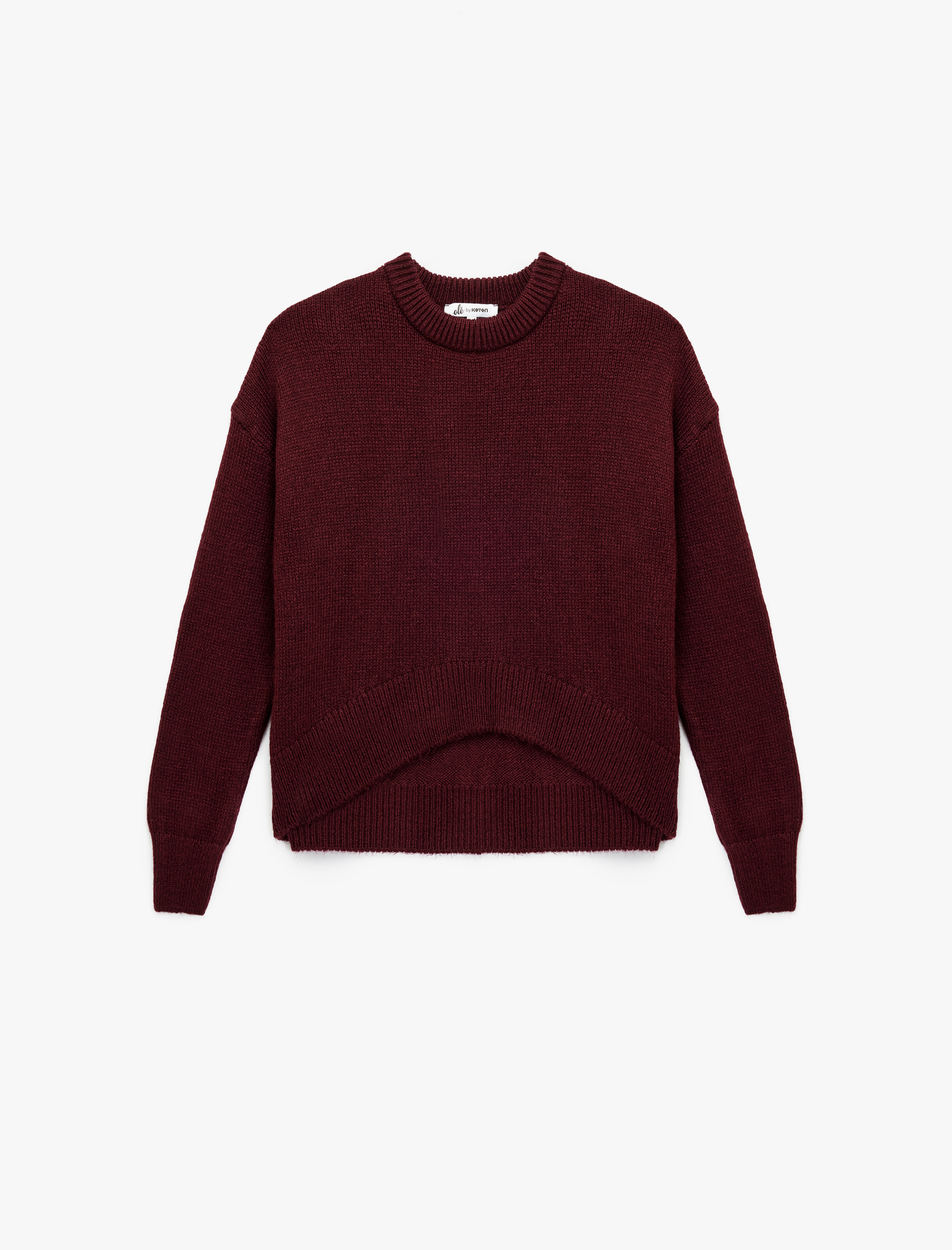   Uzun Kollu Bisiklet Yaka Asimetrik Kesim Triko Kazak