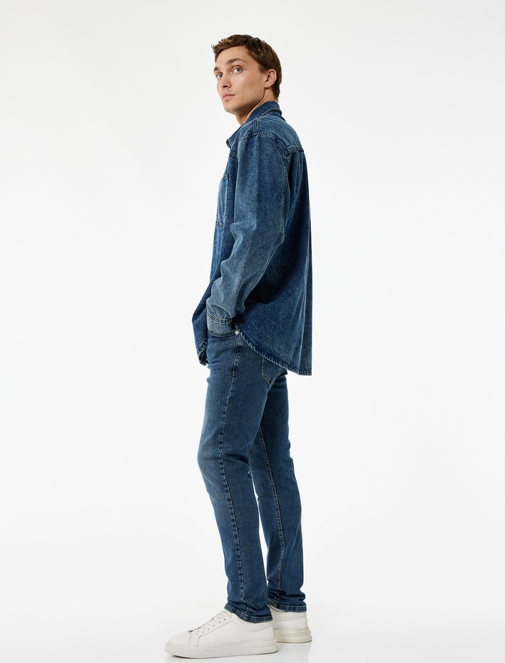  Pamuklu Normal Bel Slim Fit Jean Pantolon - Brad Jean