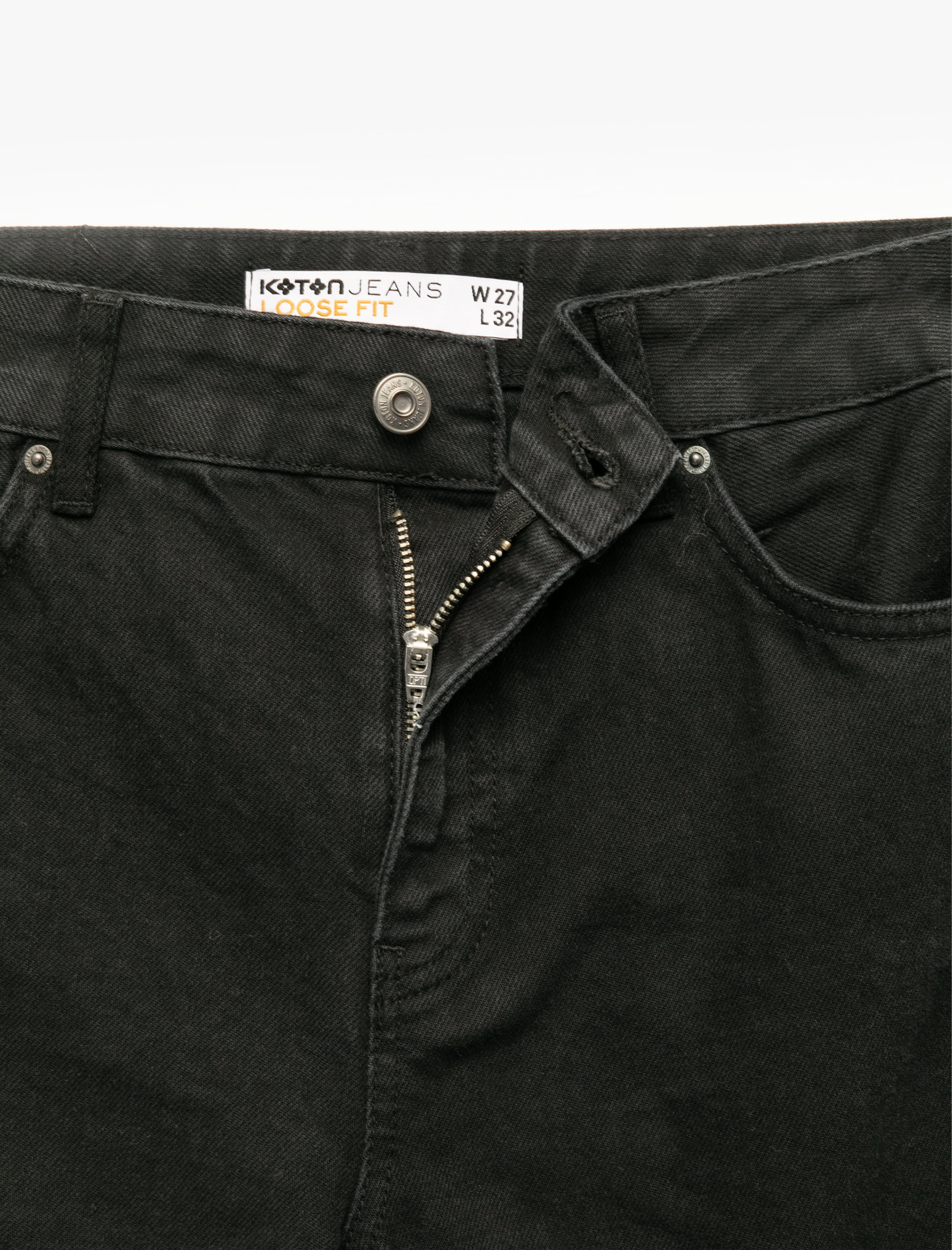   Normal Bel Cepli Düğmeli Pamuklu Rahat Kesim Geniş Paça Jean Pantolon - Loose Straight Fit Jeans