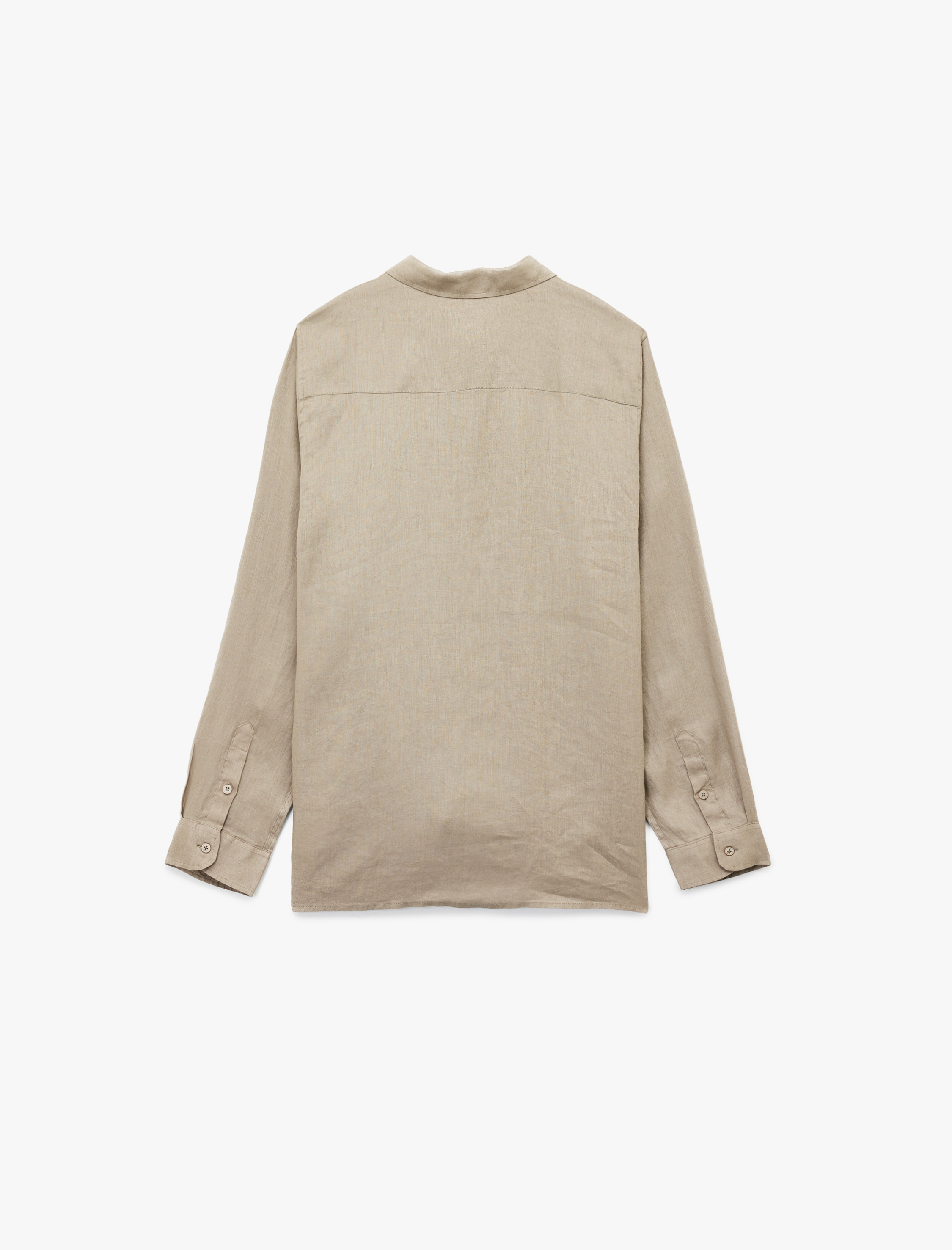   Regular Fit Klasik Yaka Uzun Kollu Keten Gömlek