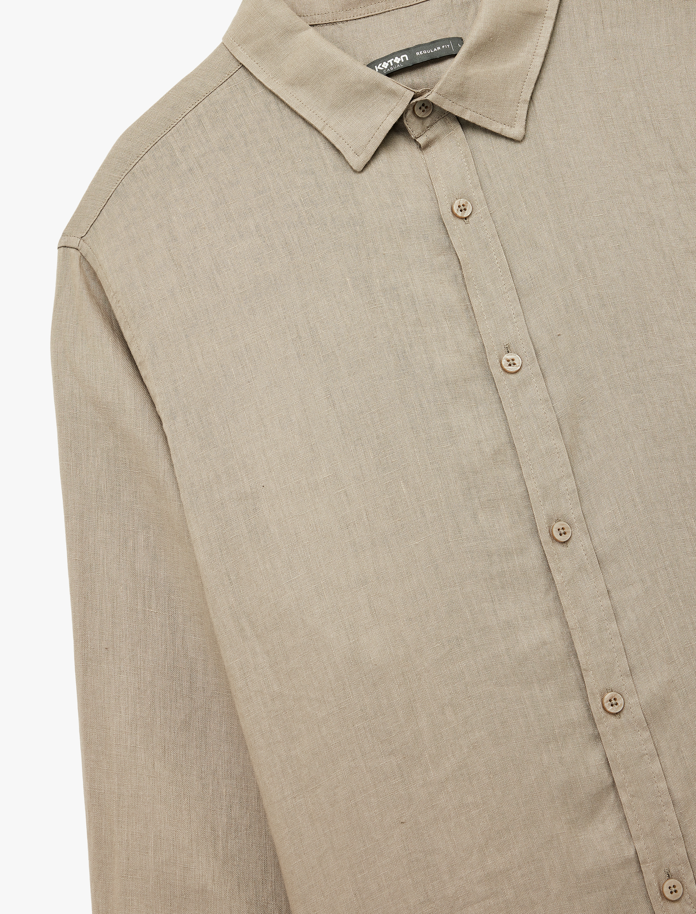   Regular Fit Klasik Yaka Uzun Kollu Keten Gömlek