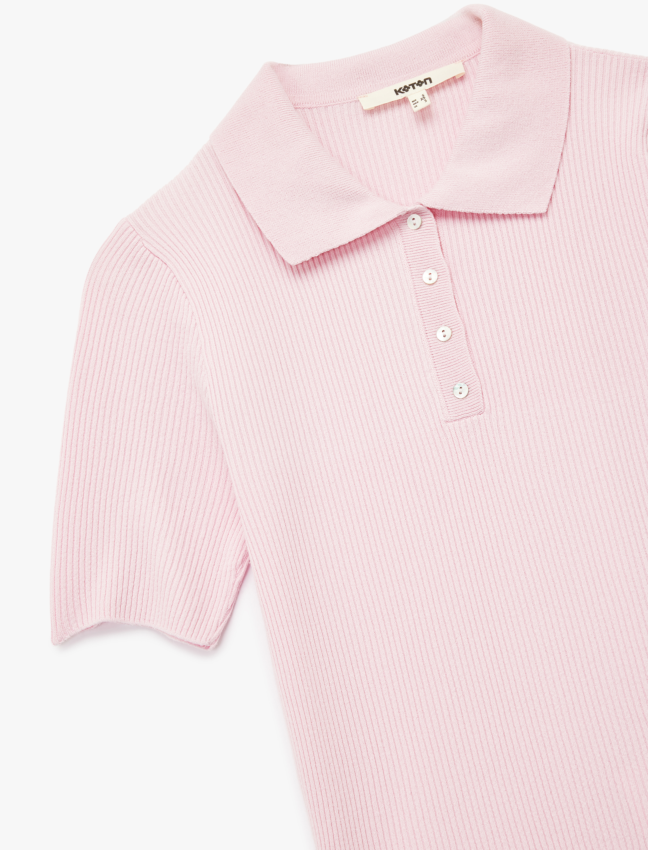   Yarım Düğmeli Kısa Kollu Triko Polo Yaka Kazak