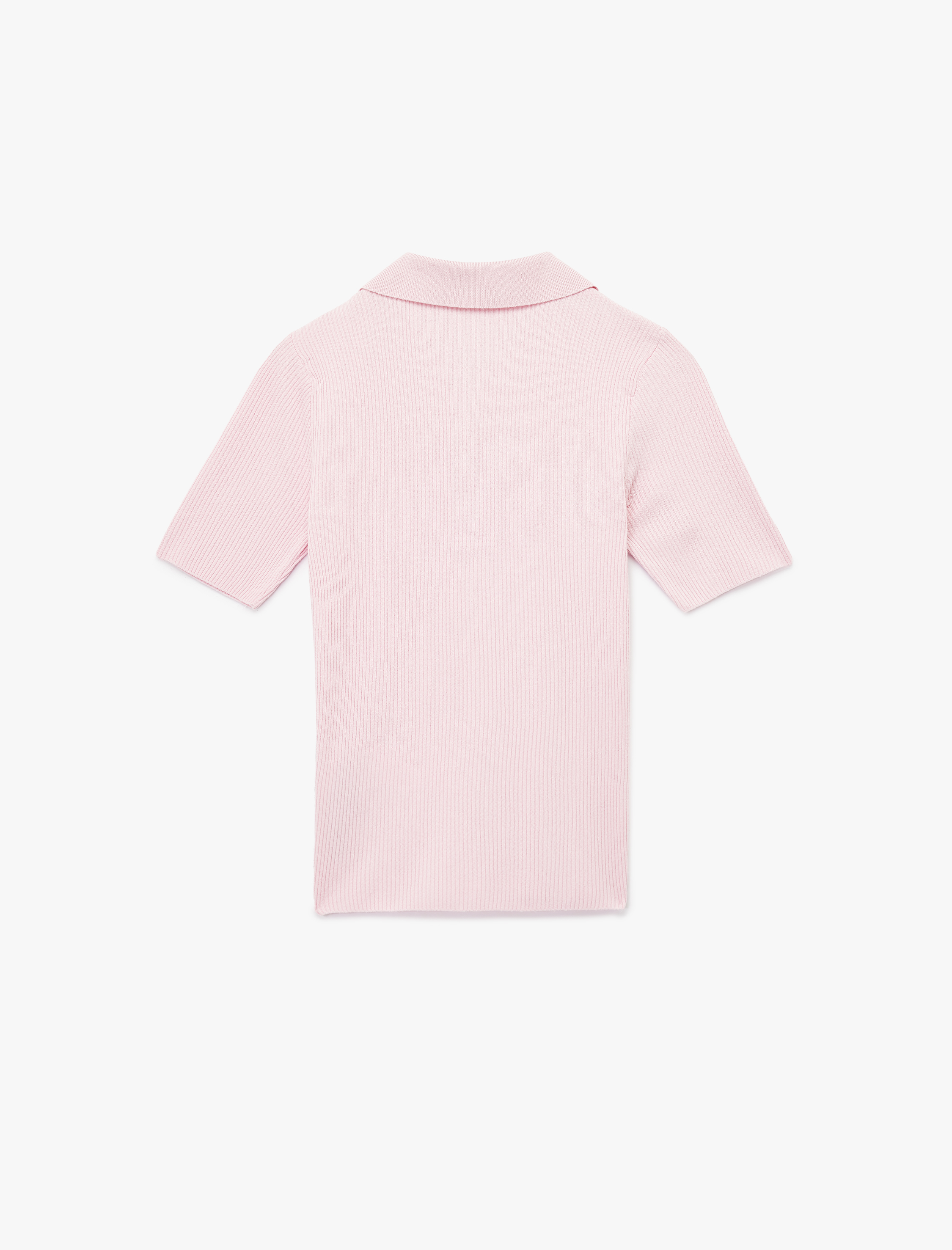   Yarım Düğmeli Kısa Kollu Triko Polo Yaka Kazak