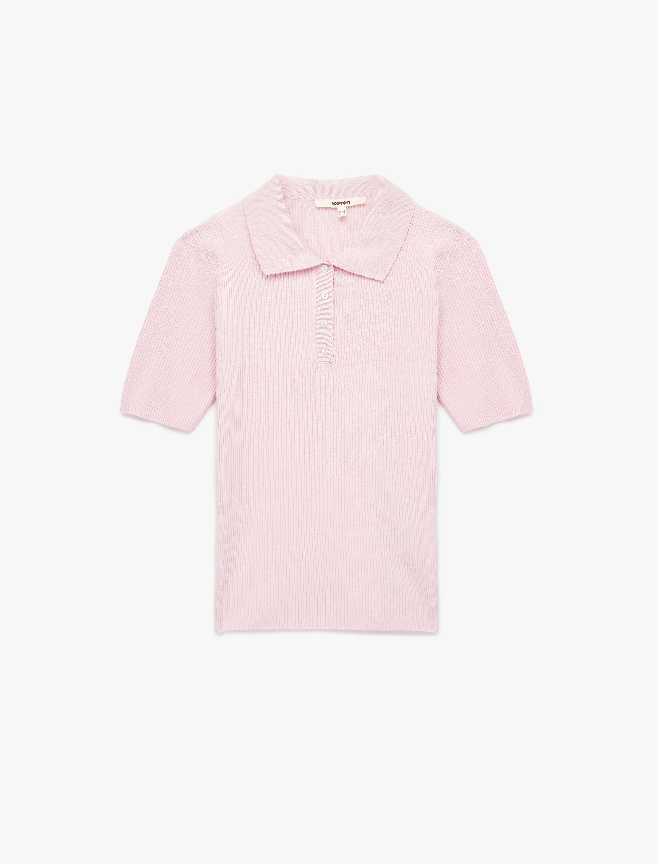   Yarım Düğmeli Kısa Kollu Triko Polo Yaka Kazak