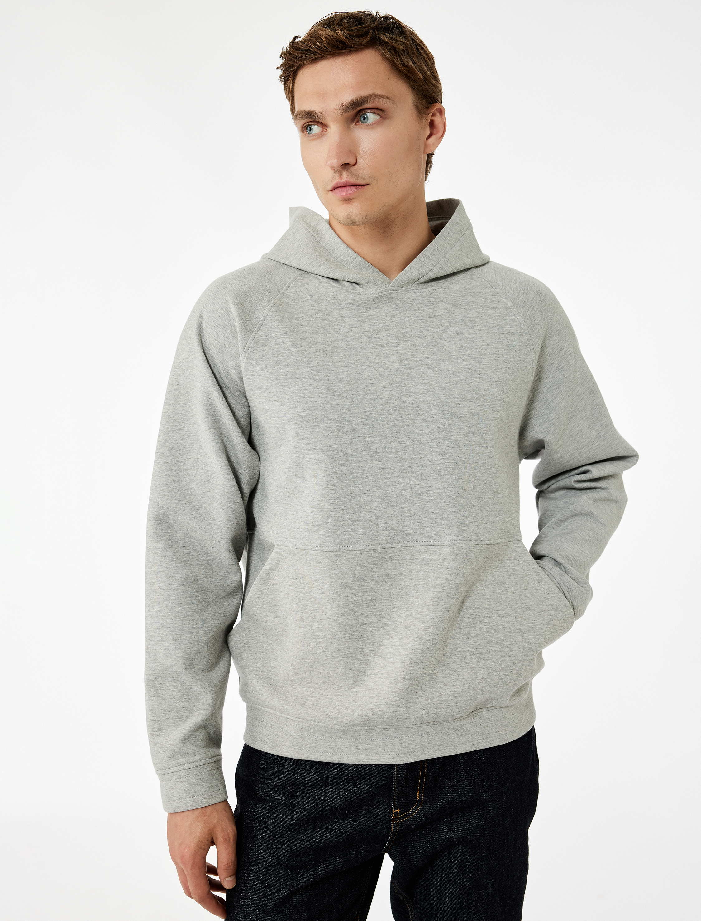   Kanguru Cepli Kapüşonlu Lastik Detaylı Uzun Kollu Hoodie