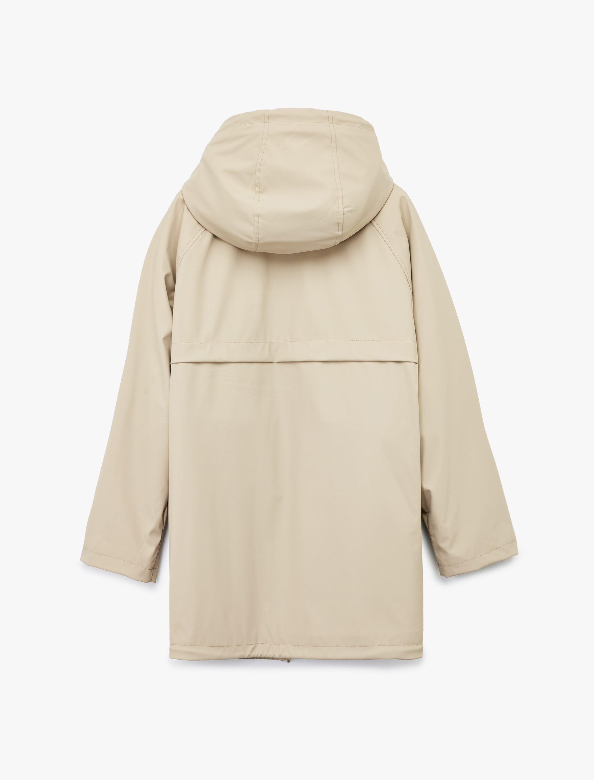   Deri Görünümlü İçi Suni Kürklü Fermuarlı Cepli Su Geçirmez Kapüşonlu Mont