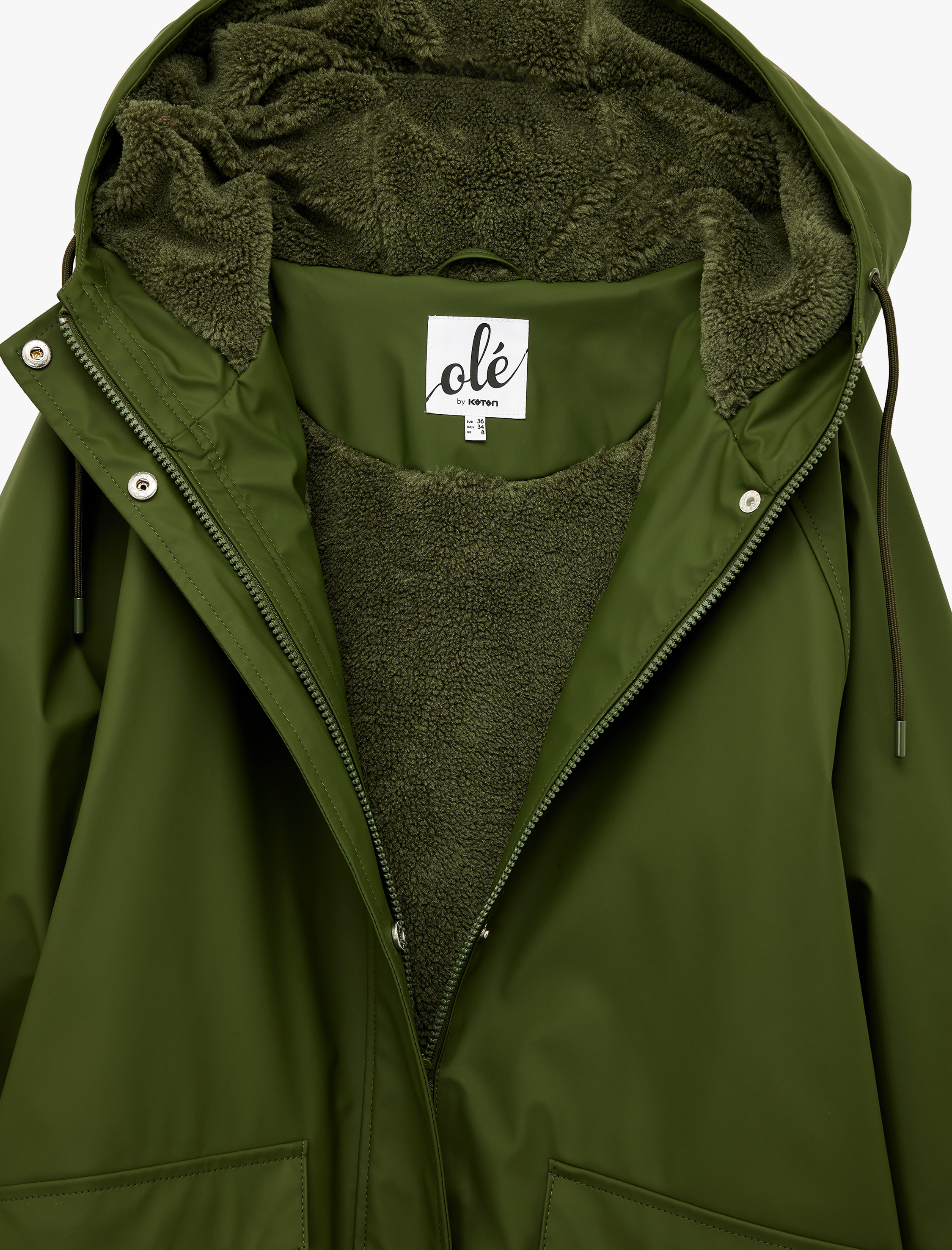   Deri Görünümlü İçi Suni Kürklü Fermuarlı Cepli Su Geçirmez Kapüşonlu Mont