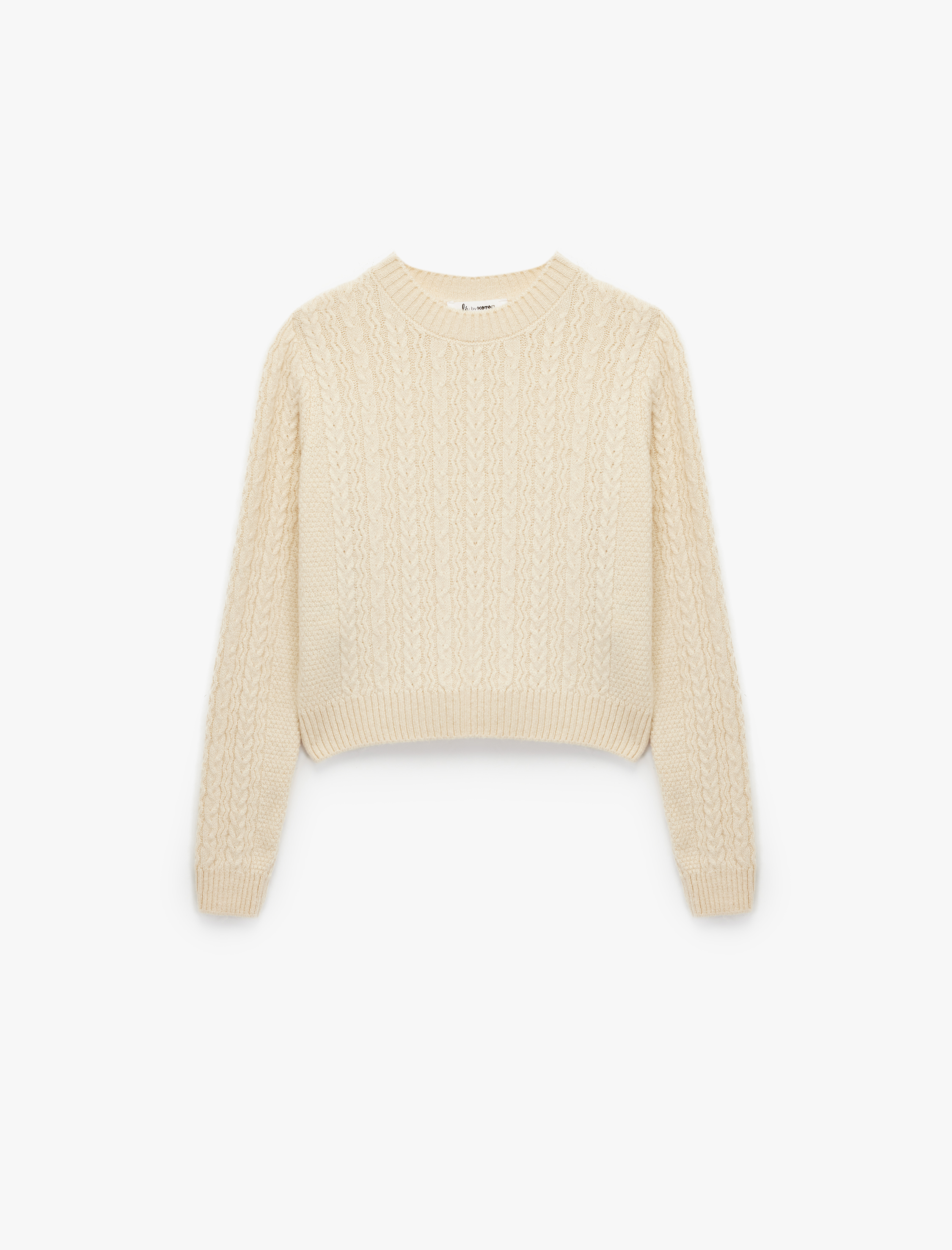   Saç Örgüsü Detaylı Uzun Kollu Bisiklet Yaka Triko Kazak