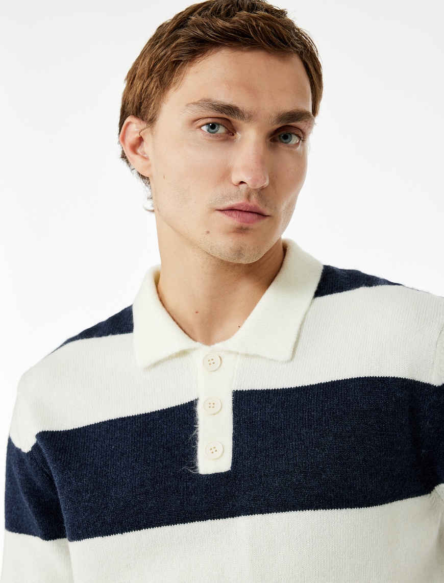 Koton Erkek Regular Fit Uzun Kollu Polo Yaka Kışlık Triko Kazak