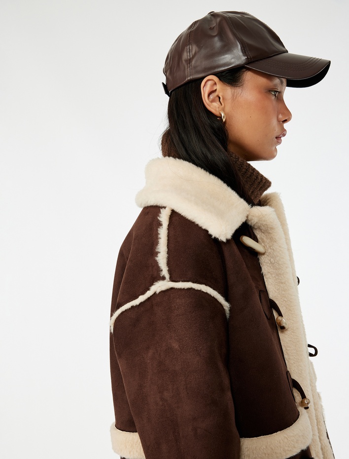  Bonded Kaban Süet Görünümlü Cep Detaylı Düğmeli İçi Suni Kürklü