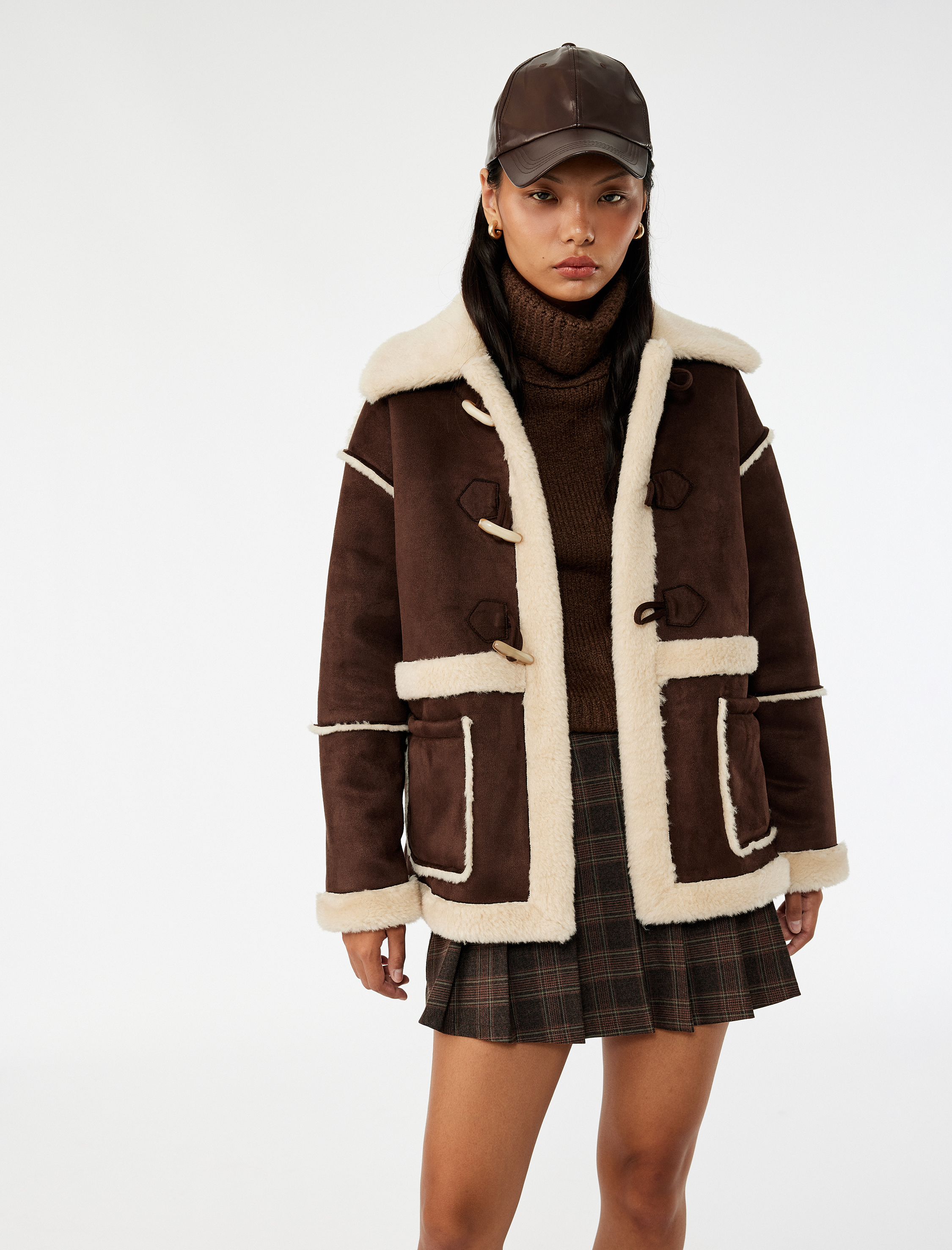   Bonded Kaban Süet Görünümlü Cep Detaylı Düğmeli İçi Suni Kürklü