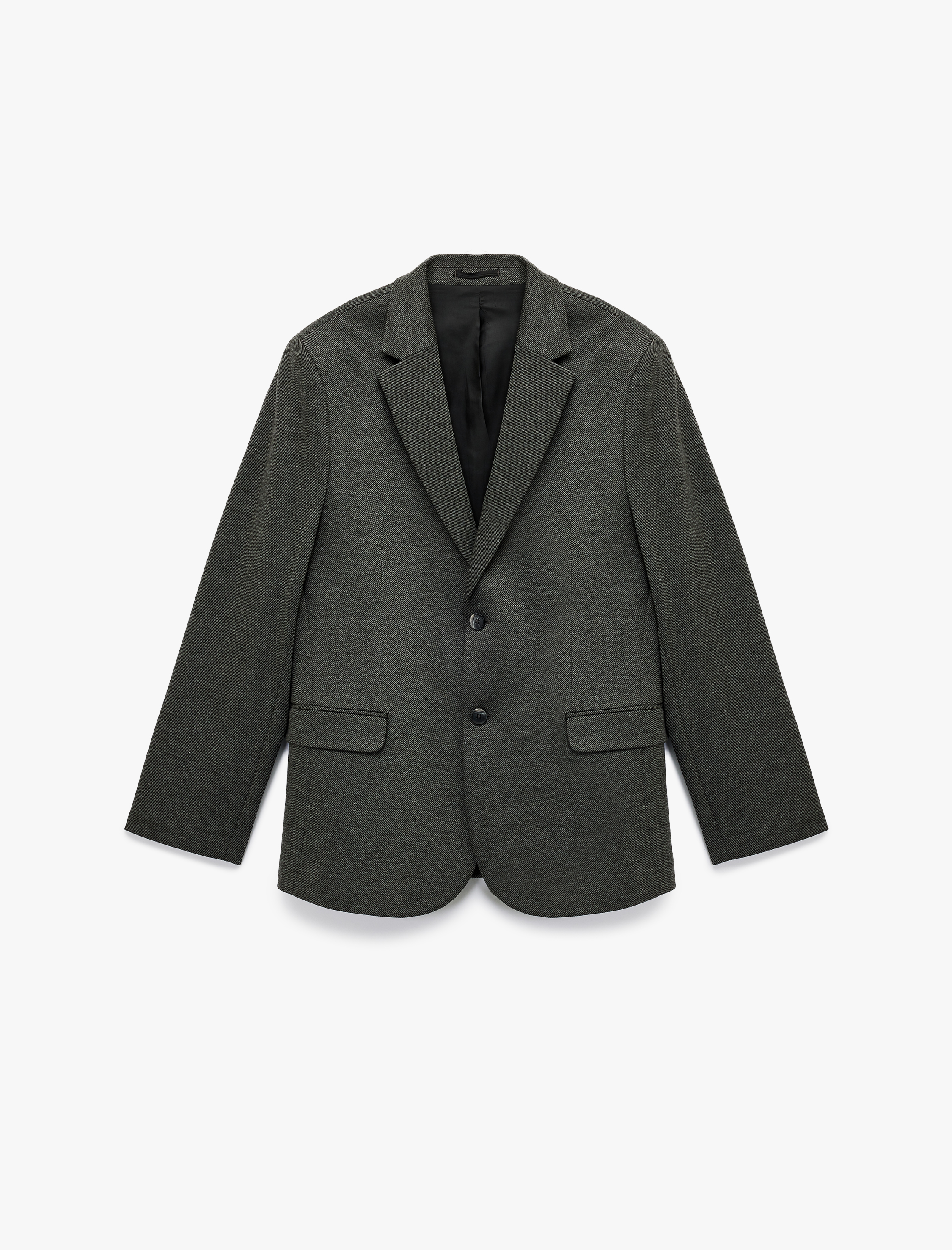   Uzun Kollu Kapaklı Cep Detaylı Düğmeli Slim Fit Mono Yaka Blazer Ceket