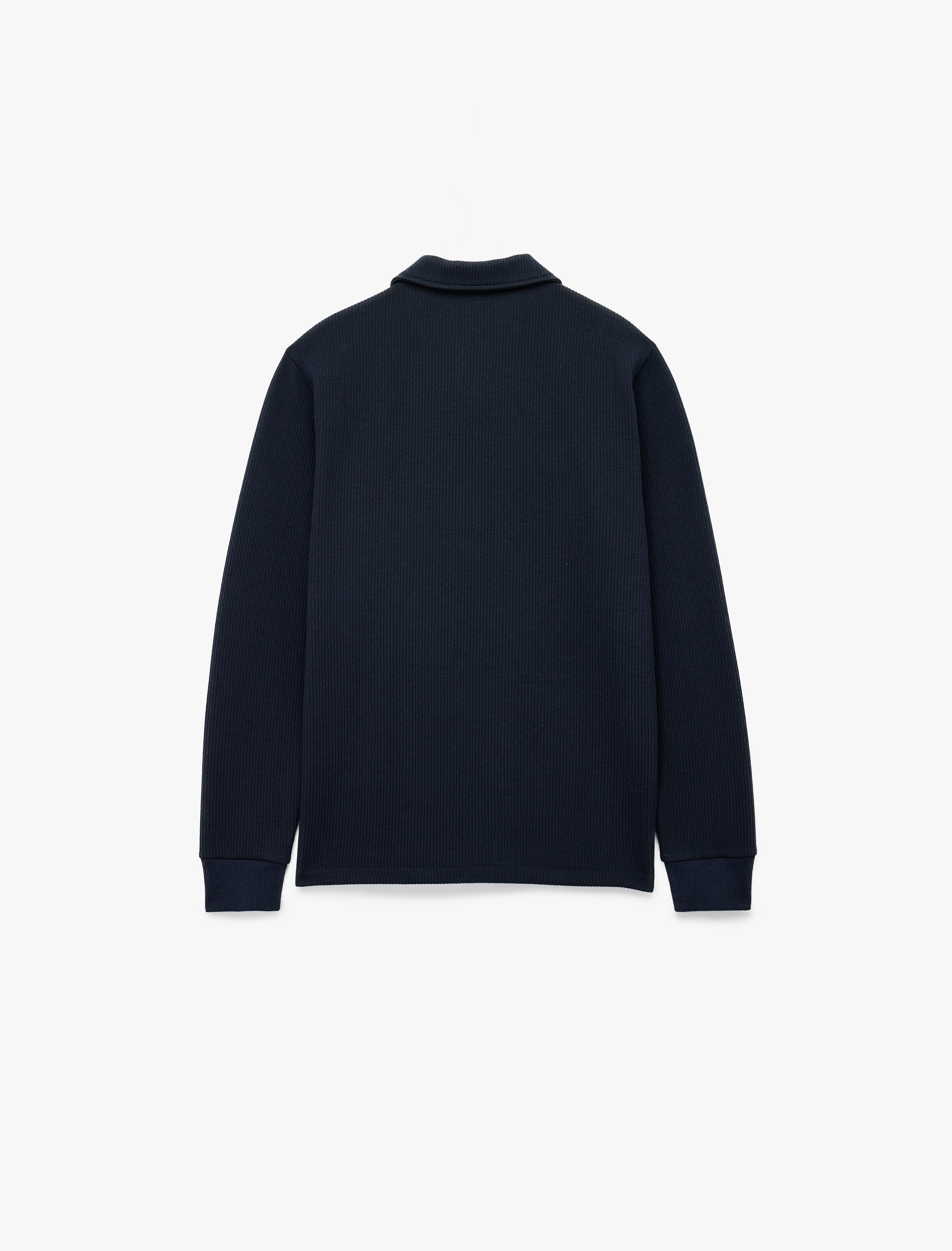   Uzun Kollu Basic Dokulu Yarım Fermuarlı Polo Yaka Sweatshirt