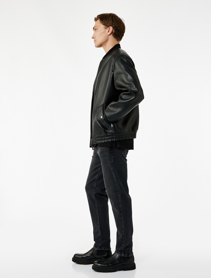  Pamuklu Normal Bel Tapered Fit Jean Pantolon