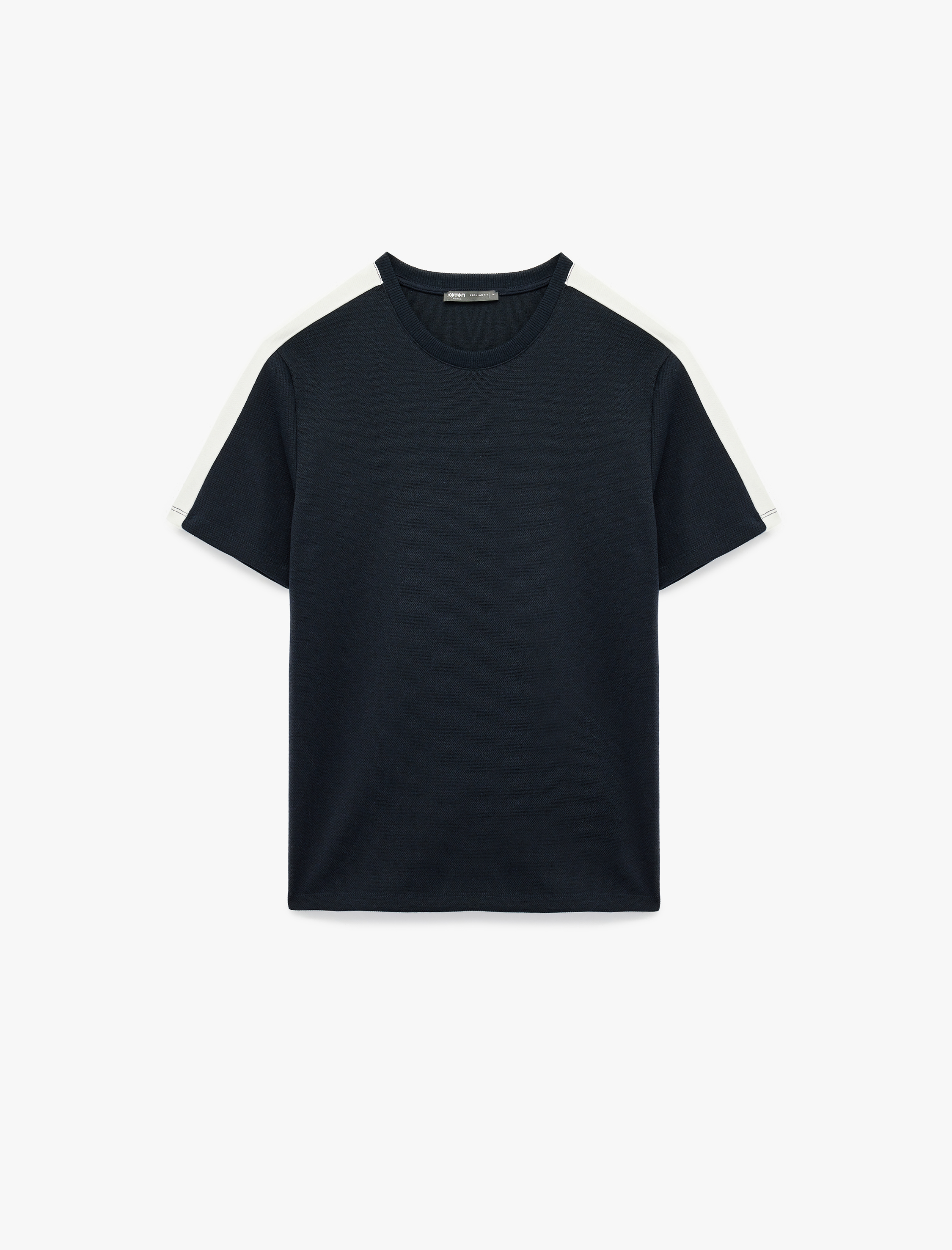   Regular Fit Kısa Kollu Renk Kontrastlı Bisiklet Yaka Tişört