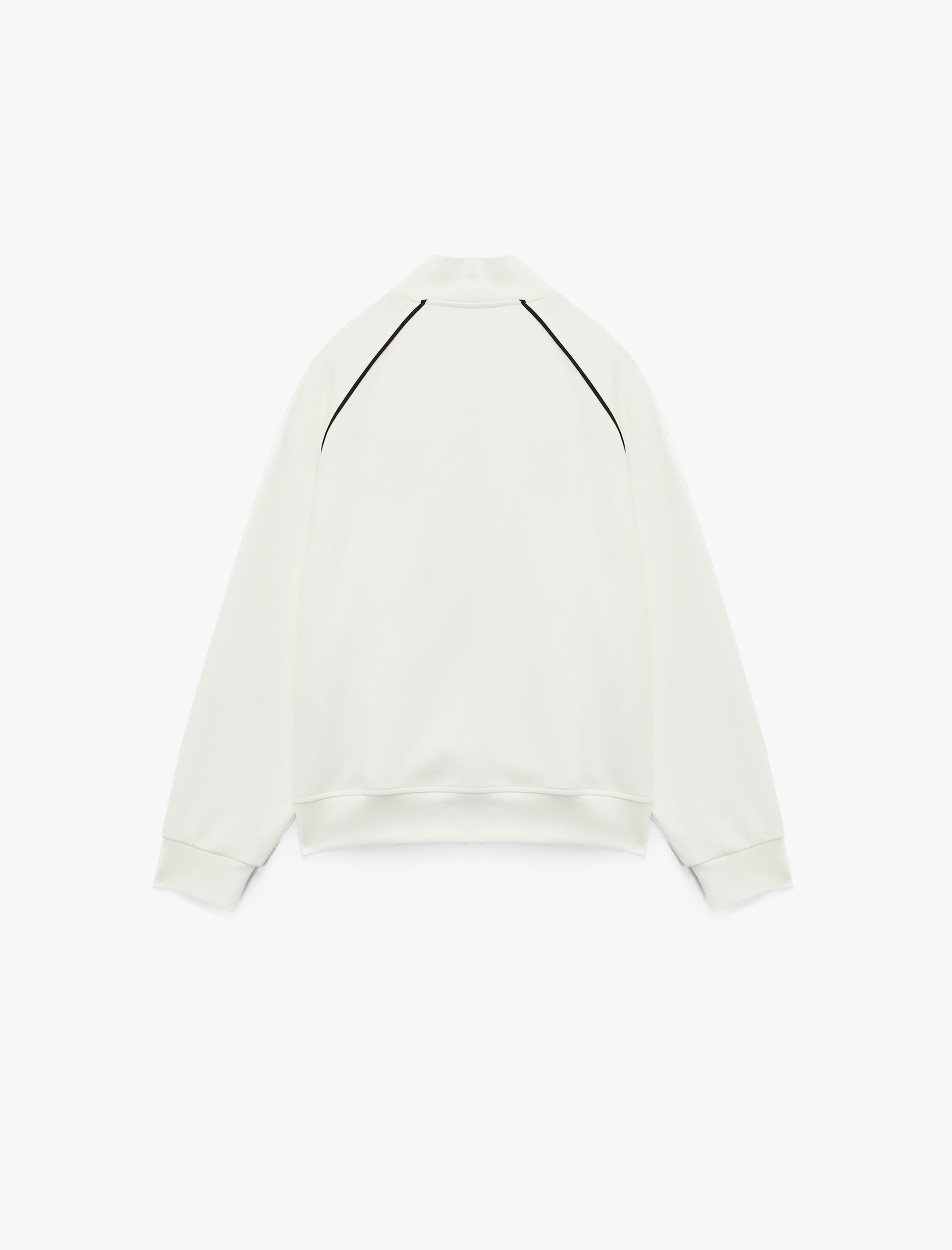   Şardonlu Uzun Kollu Dik Yaka Baskılı Fermuarlı Sweatshirt