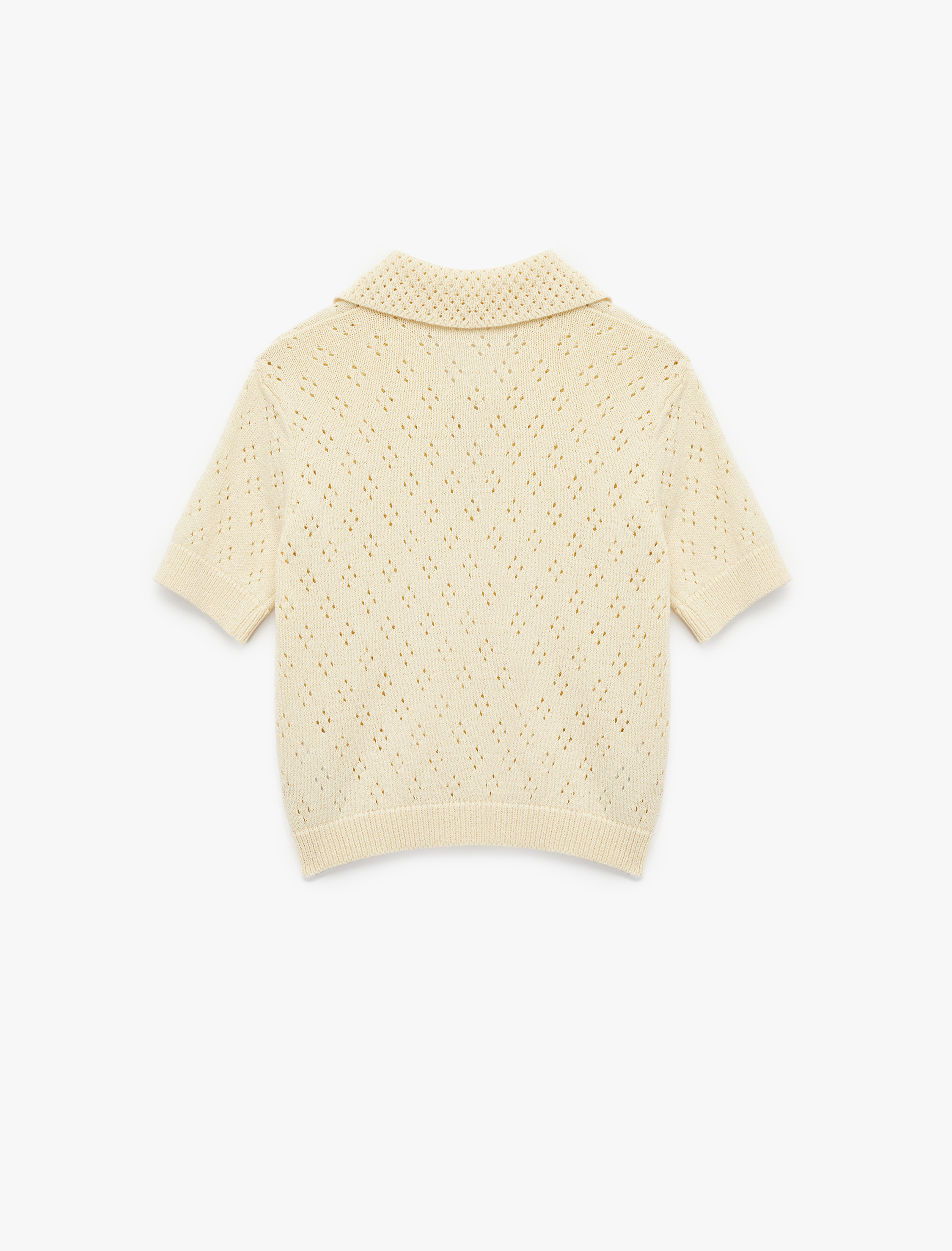   Ajurlu Bebe Yaka Fiyonklu Kısa Kollu Triko Kazak