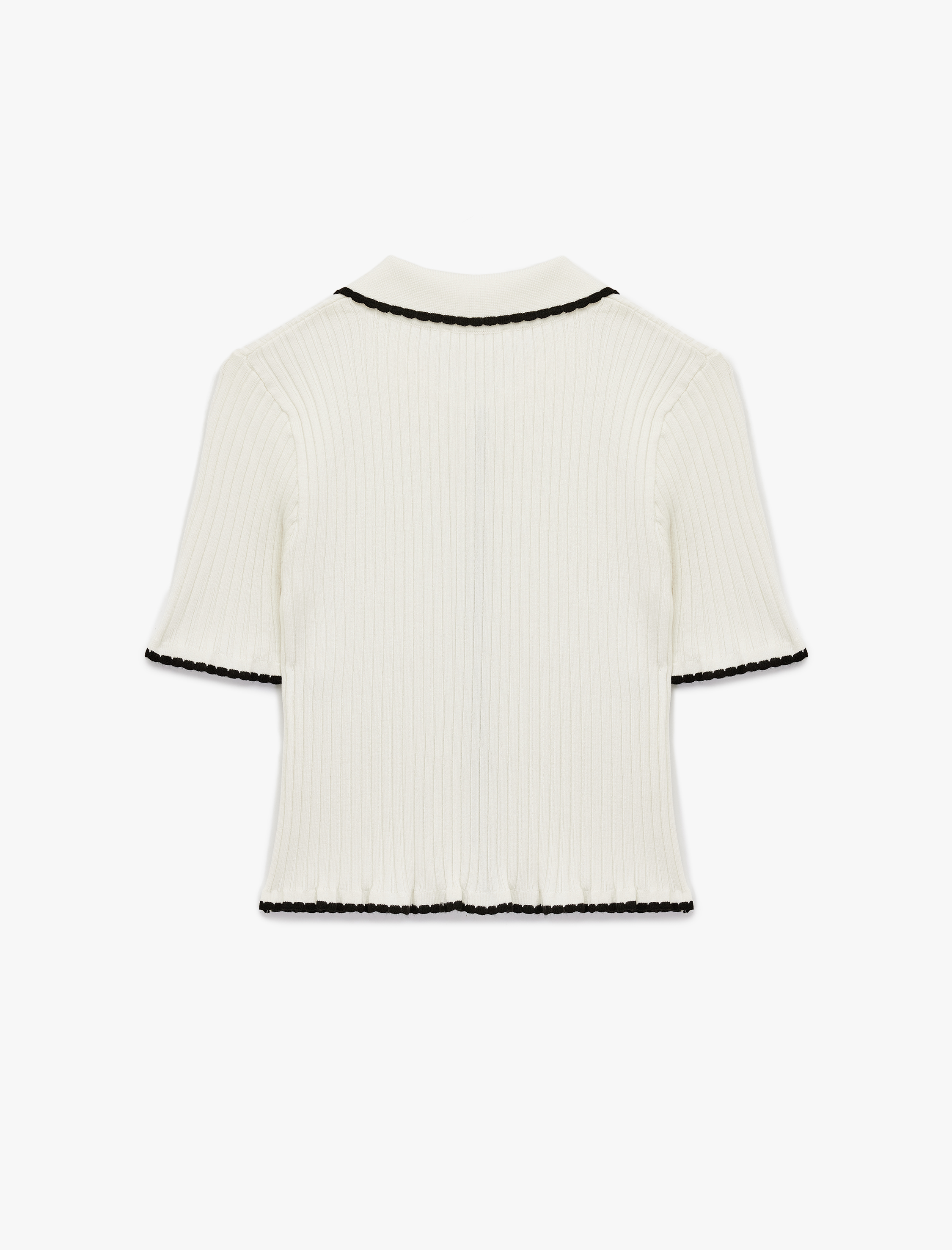   Düğmeli Dikiş Detaylı Kısa Kollu Polo Yaka Kazak