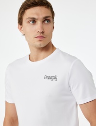 Kısa Kollu Bisiklet Yaka Baskılı Spor Tişört