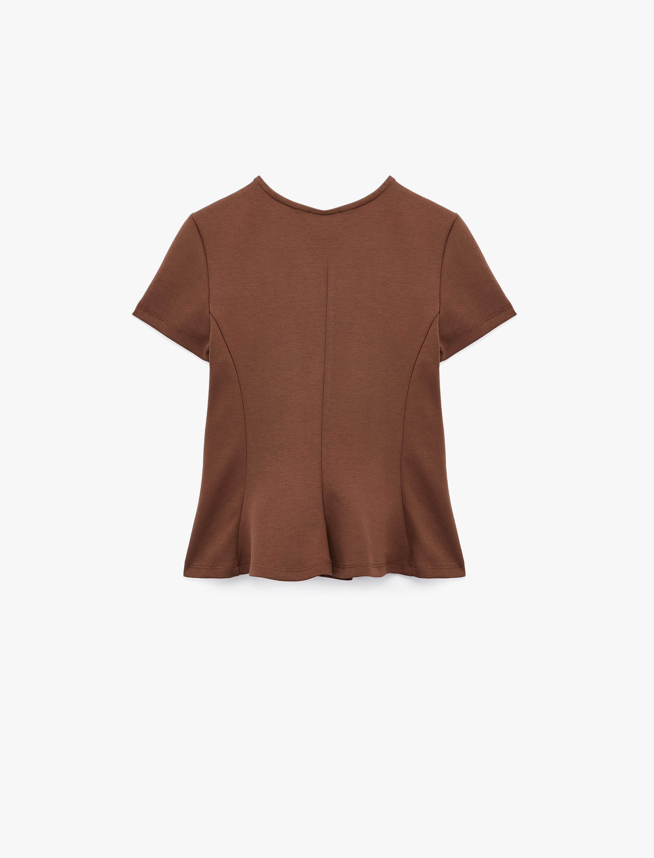 Kısa Kollu Bisiklet Yaka Volanlı Bluz