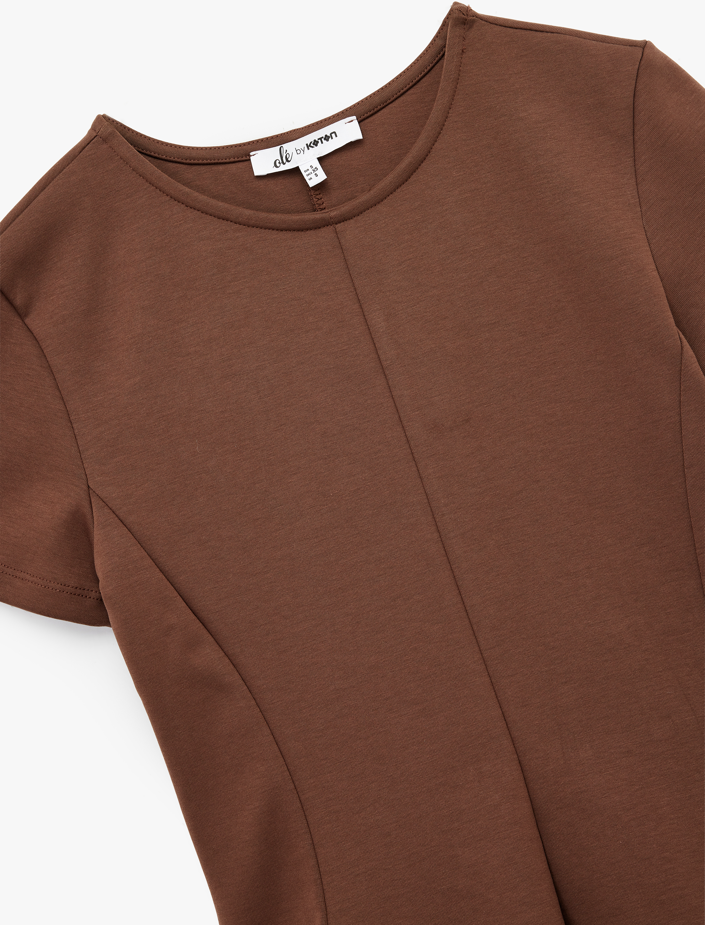 Kısa Kollu Bisiklet Yaka Volanlı Bluz