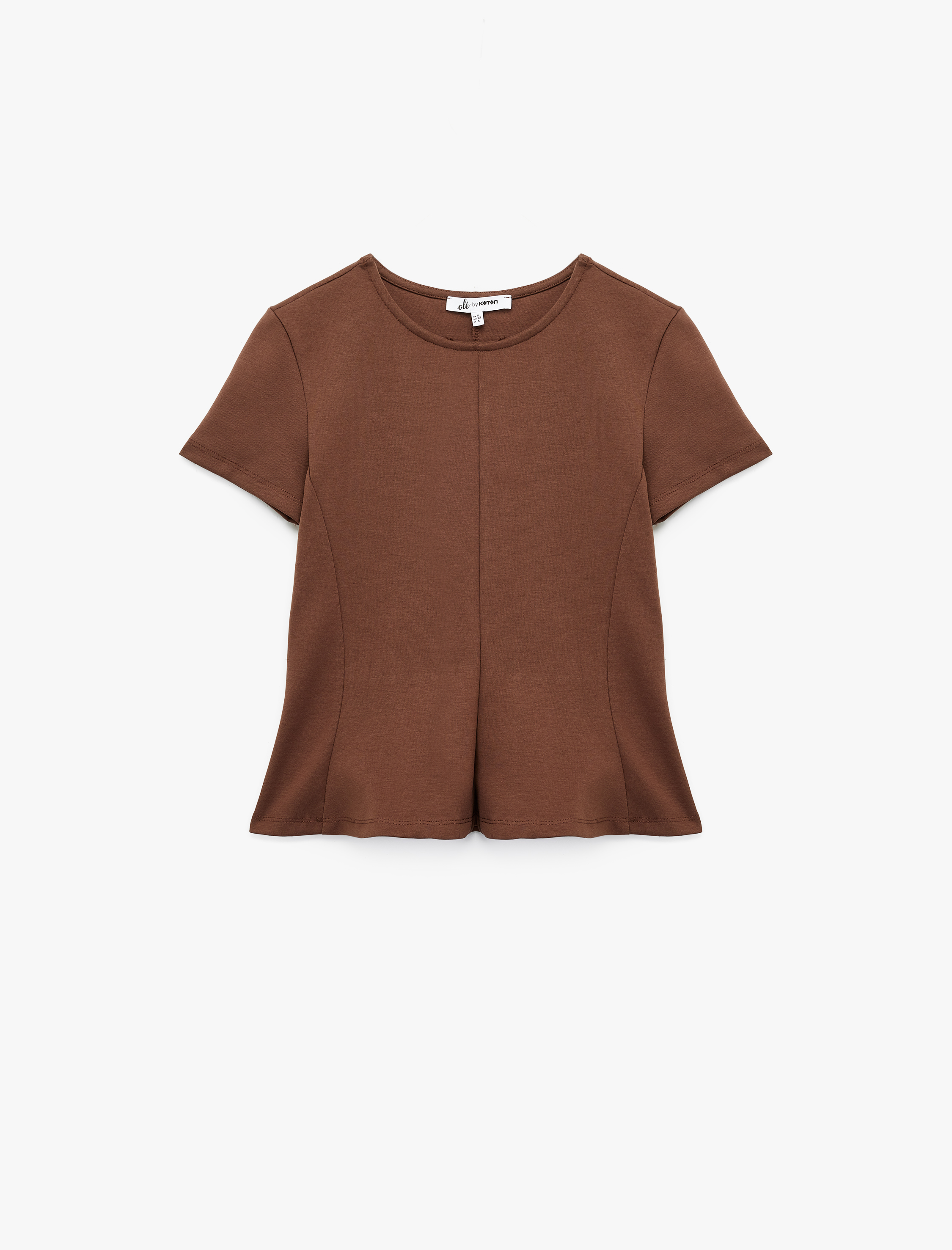 Kısa Kollu Bisiklet Yaka Volanlı Bluz