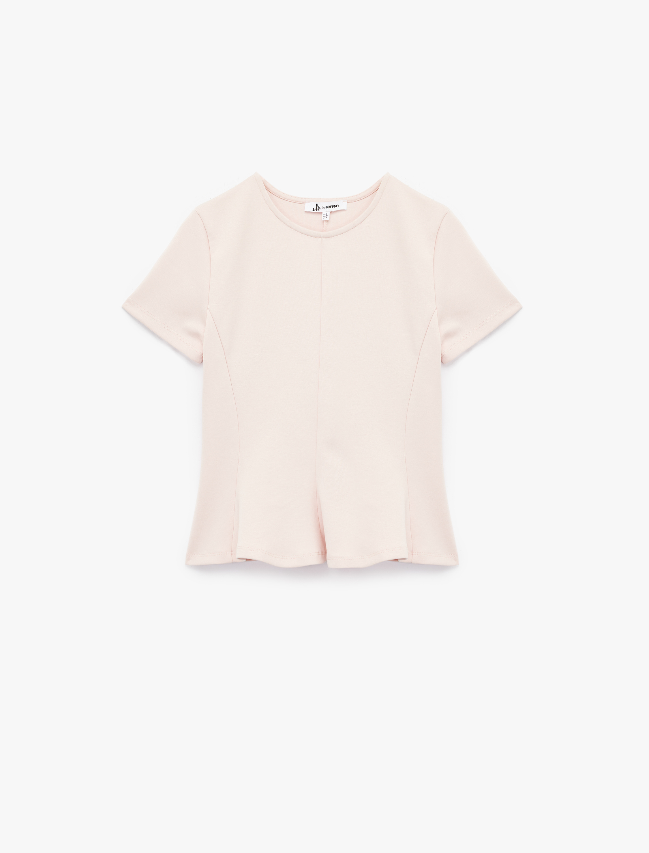 Kısa Kollu Bisiklet Yaka Volanlı Bluz