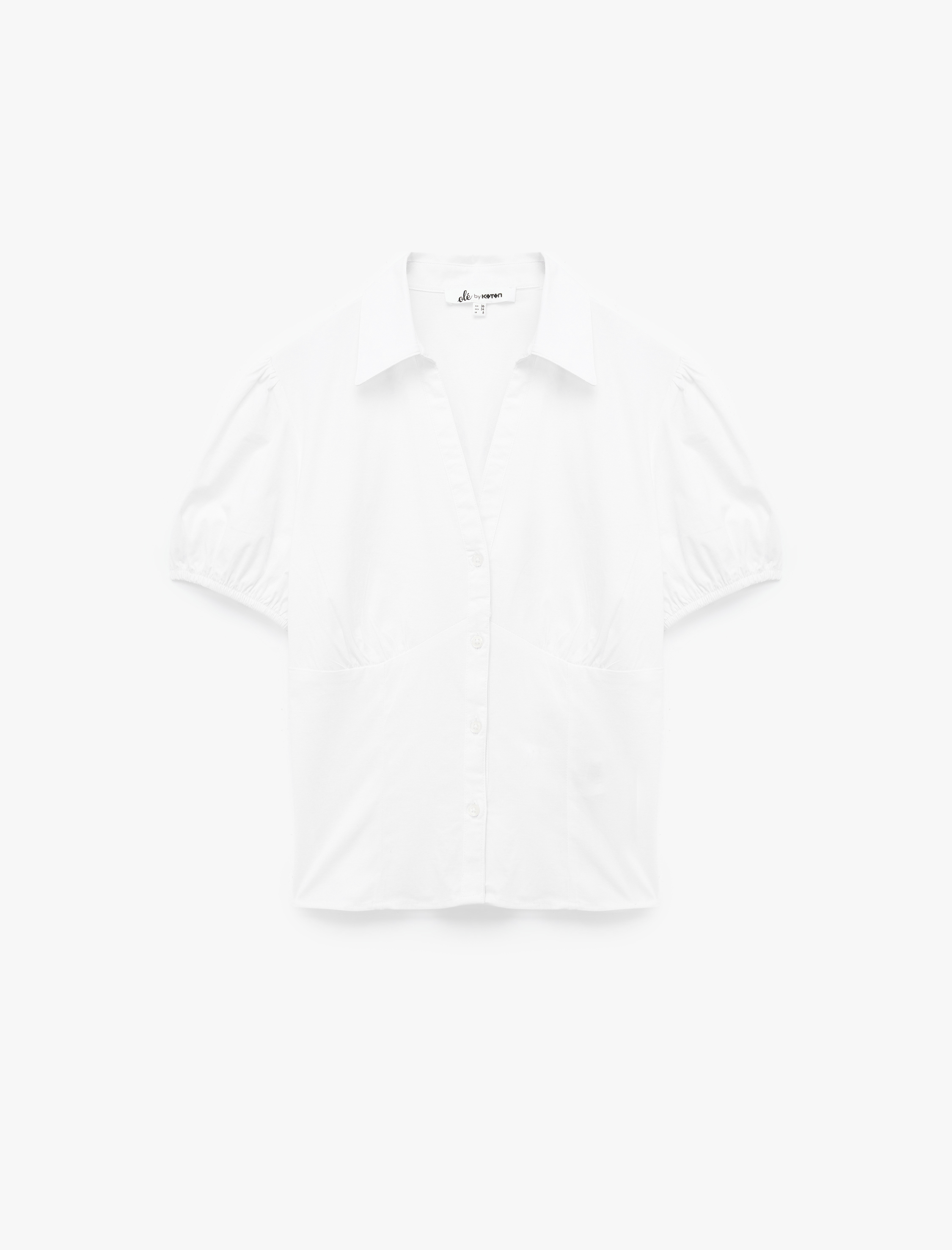   Slim Fit Kısa Kollu Klasik Yaka Düğmeli Poplin Bluz