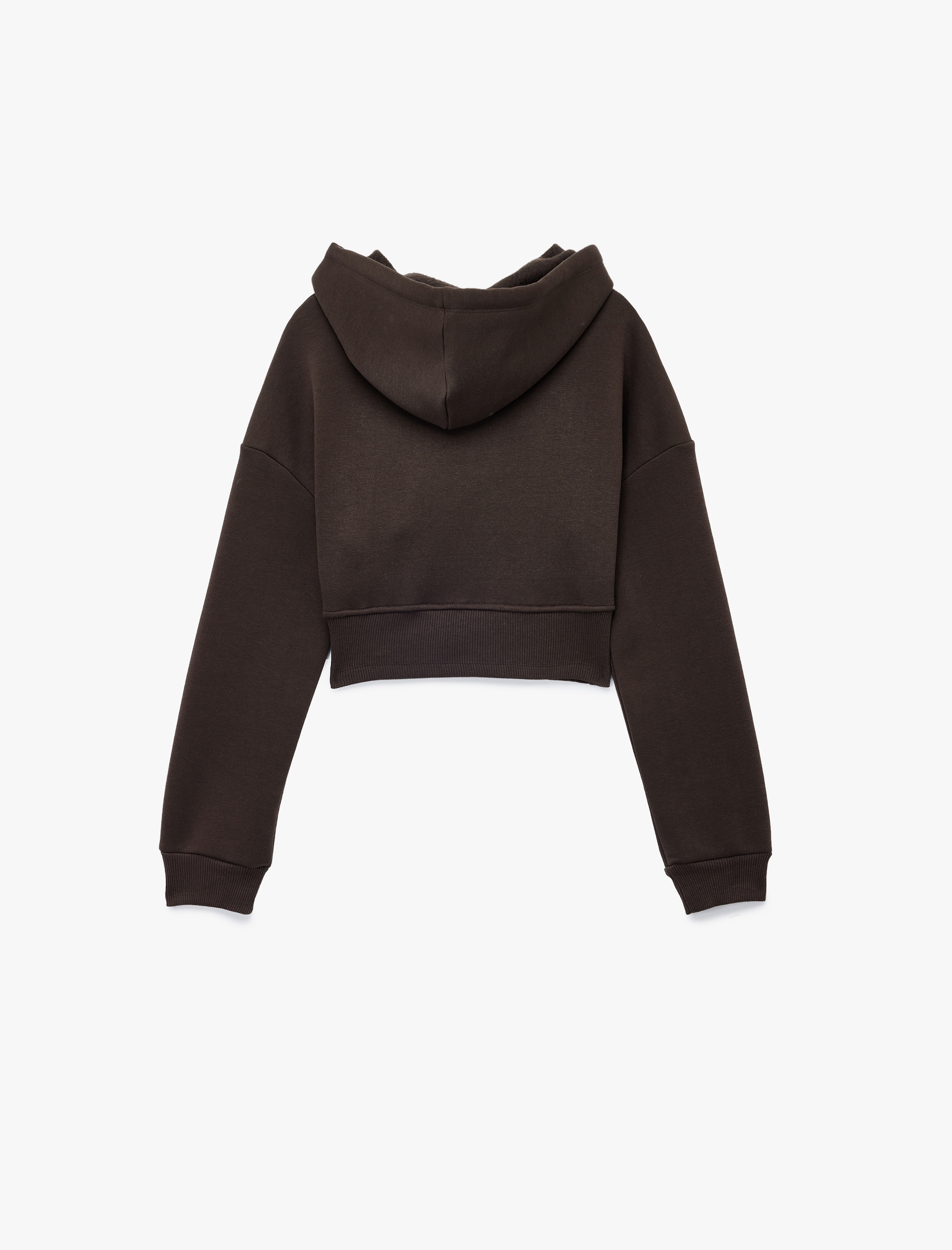   Şardonlu Kapüşonlu Korse Detaylı Fermuarlı Crop Sweatshirt