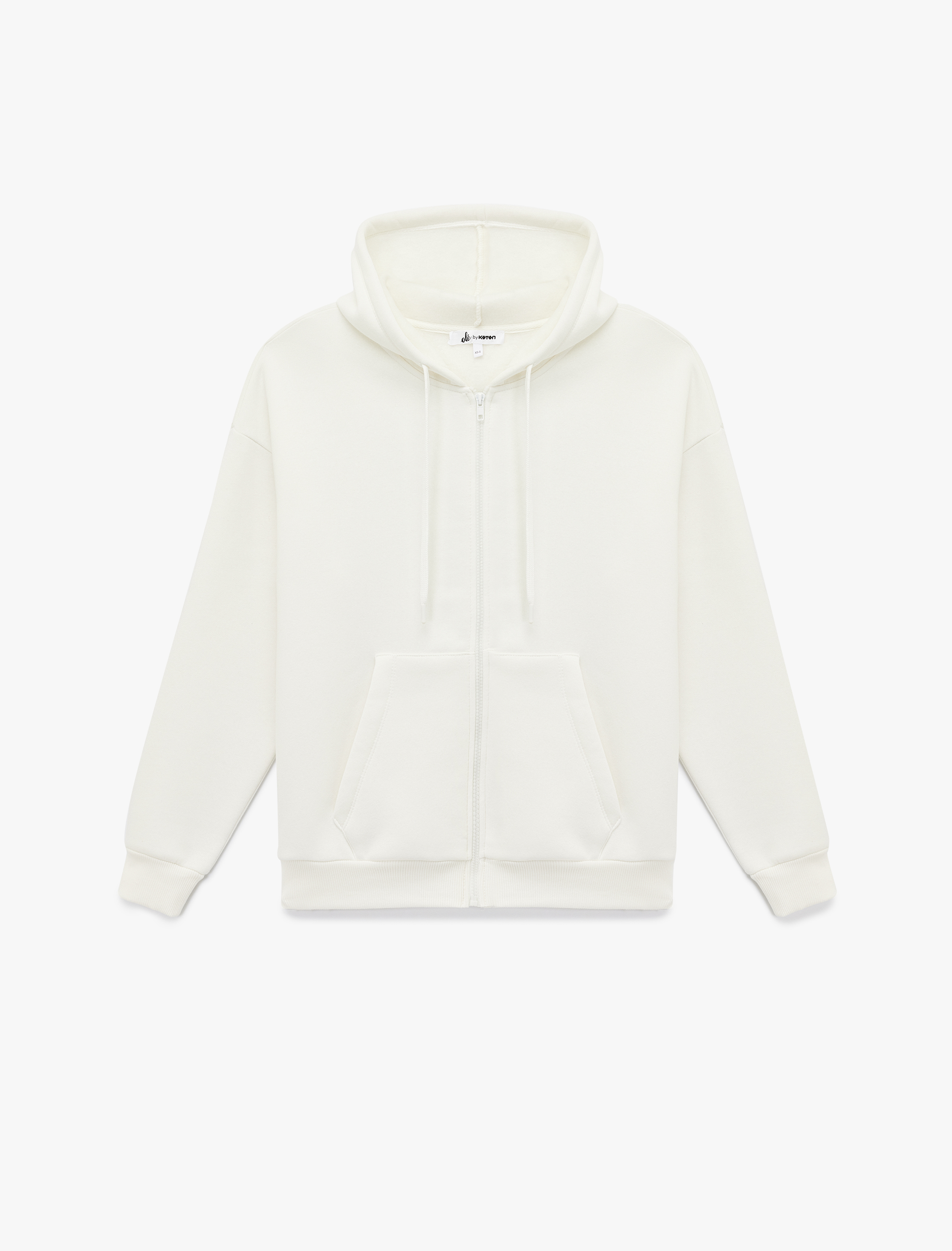   Şardonlu Arkası Baskılı Kanguru Cepli Kapüşonlu Fermuarlı Oversize Sweatshirt