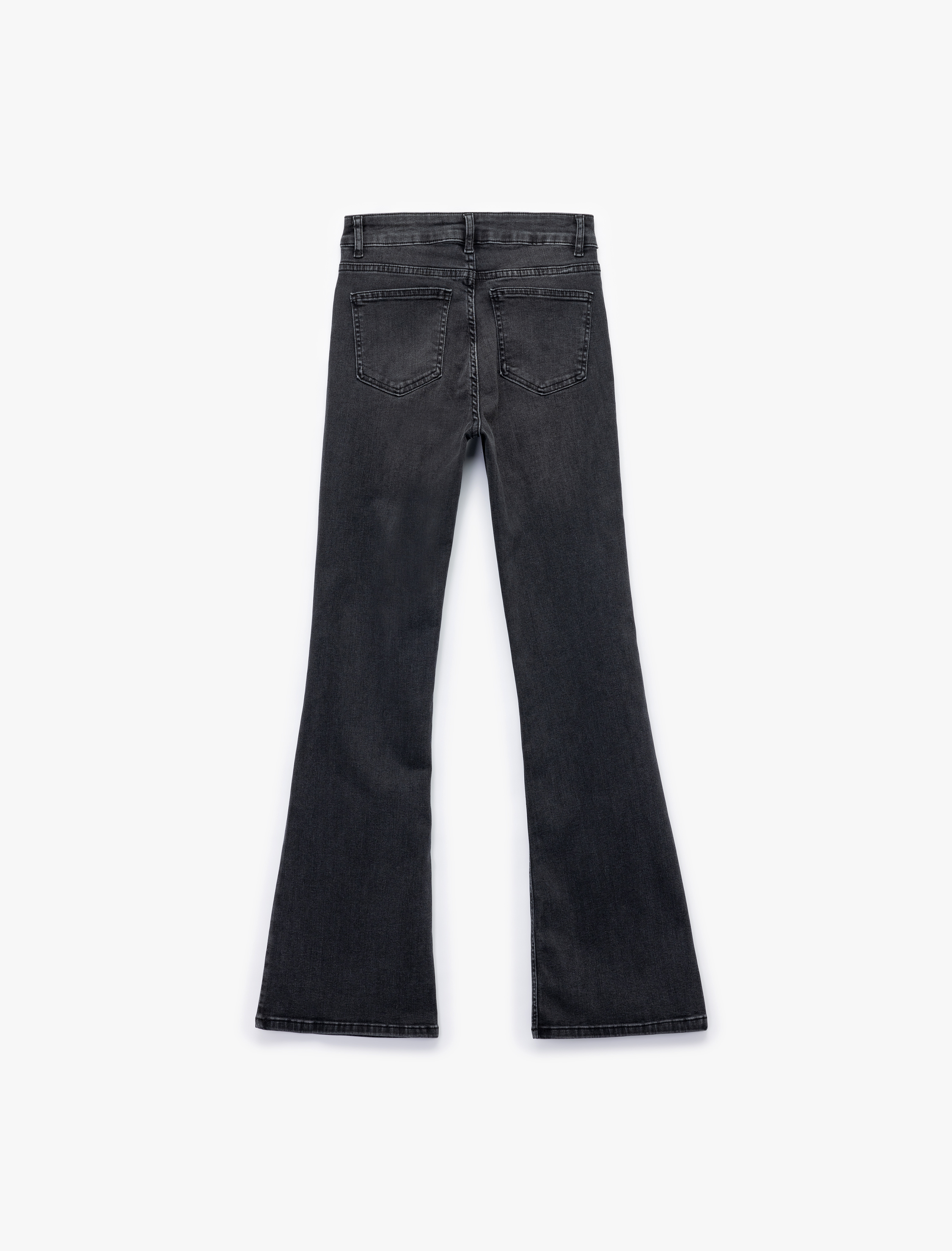   Dar Kesim Düğmeli Pamuklu İspanyol Paça Jean Pantolon - Flare Jeans