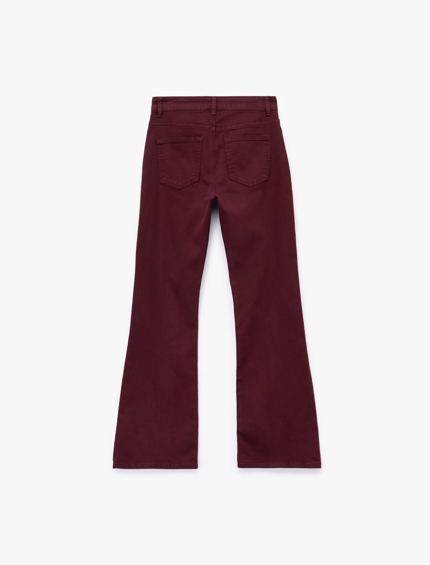   Dar Kesim Nervürlü İspanyol Paça Jean Pantolon - Flare Jeans