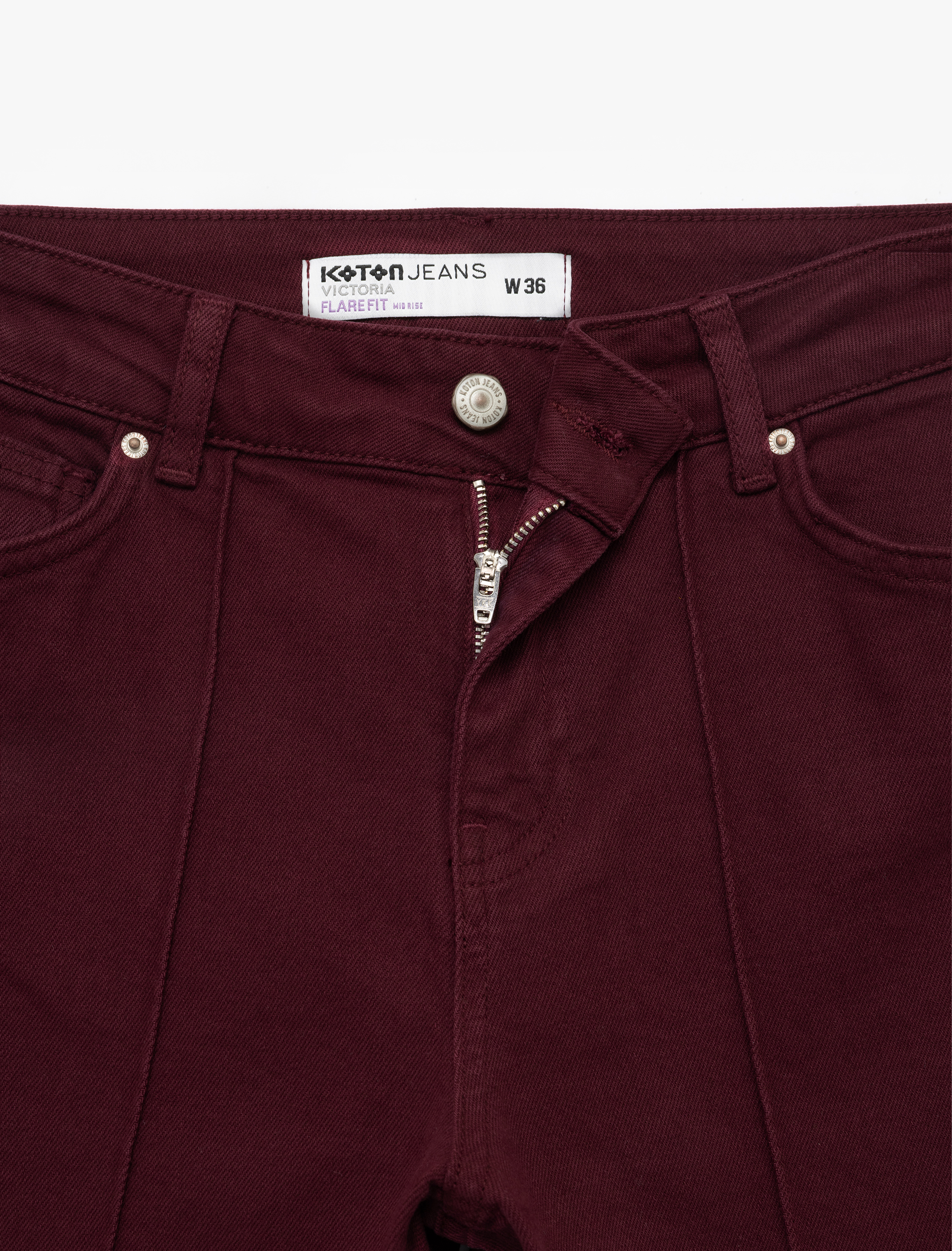   Dar Kesim Nervürlü İspanyol Paça Jean Pantolon - Flare Jeans