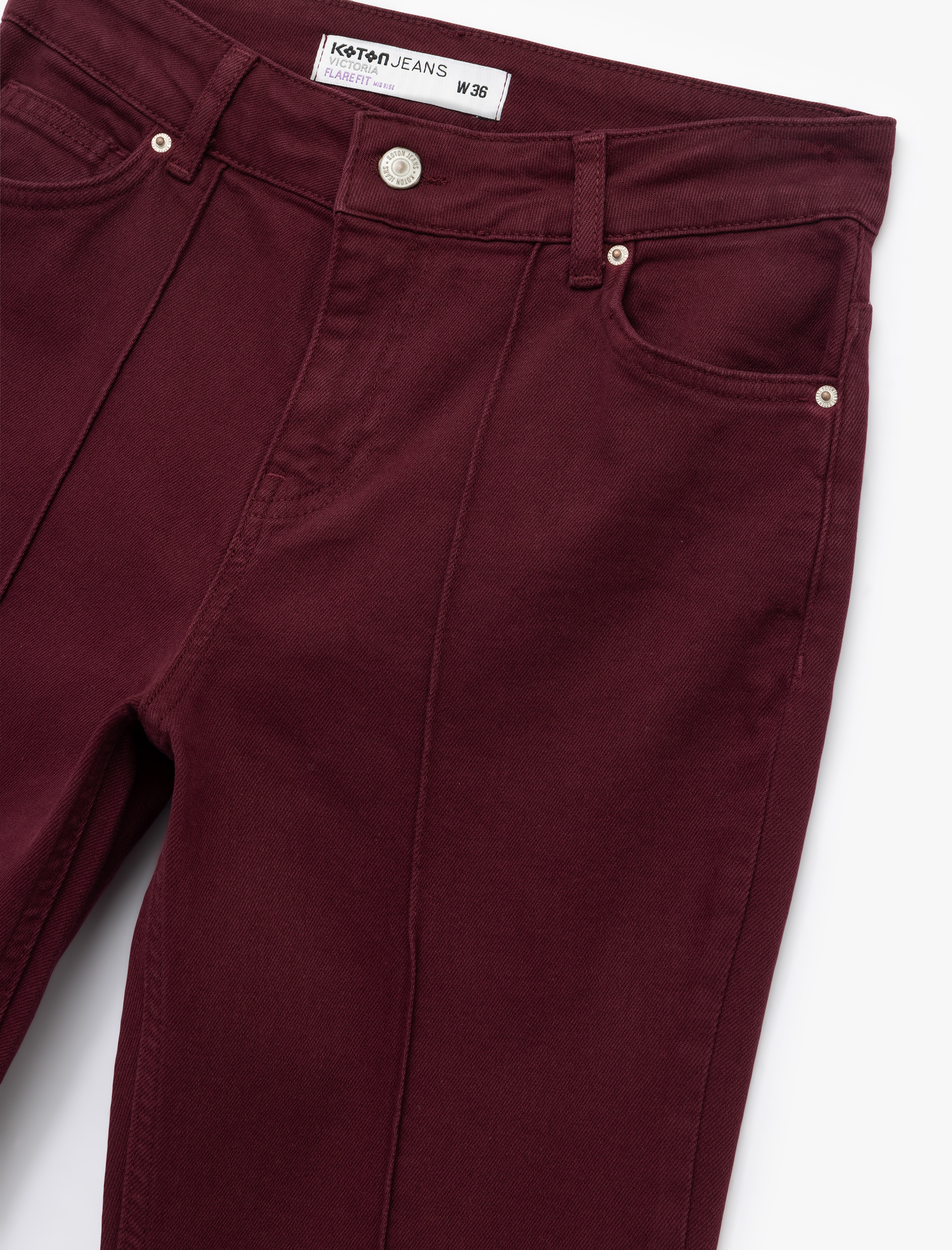   Dar Kesim Nervürlü İspanyol Paça Jean Pantolon - Flare Jeans