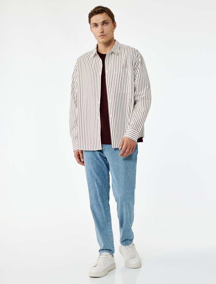  Pamuklu Cep Detaylı Beli Bağcıklı Bol Kalıp Jean Pantolon