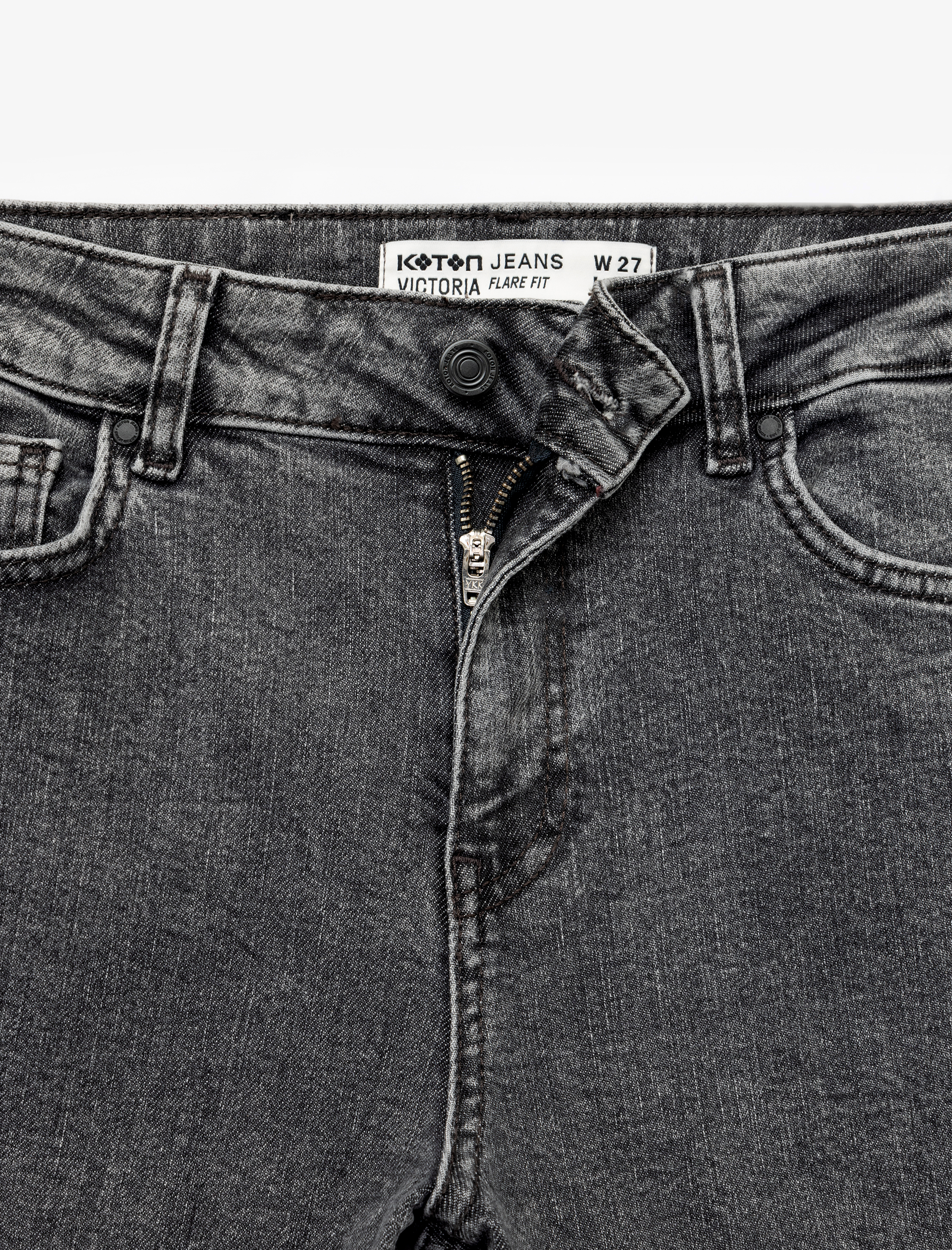   Pamuklu Normal Bel Dar Kesim İspanyol Paça Jean Pantolon - Flare Jeans