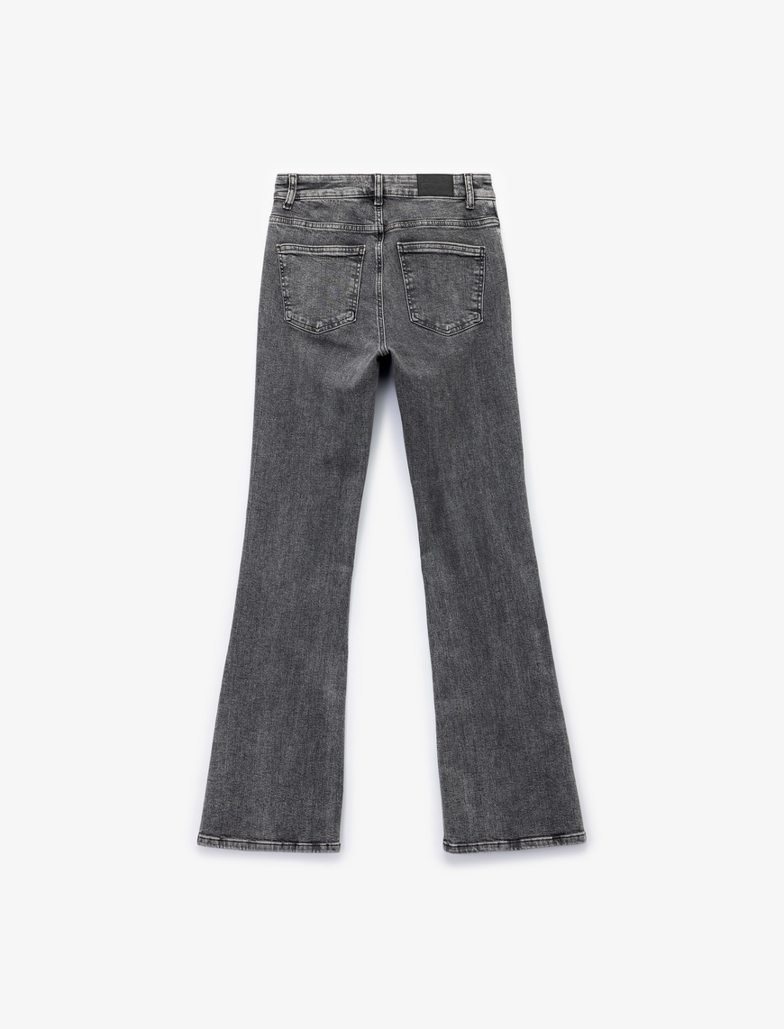   Pamuklu Normal Bel Dar Kesim İspanyol Paça Jean Pantolon - Flare Jeans