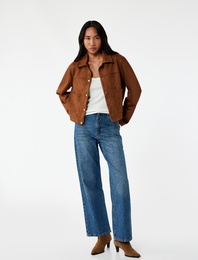 Pamuklu Bol Kalıp Düğmeli Cep Detaylı Baggy Jean Pantolon - Baggy Jeans