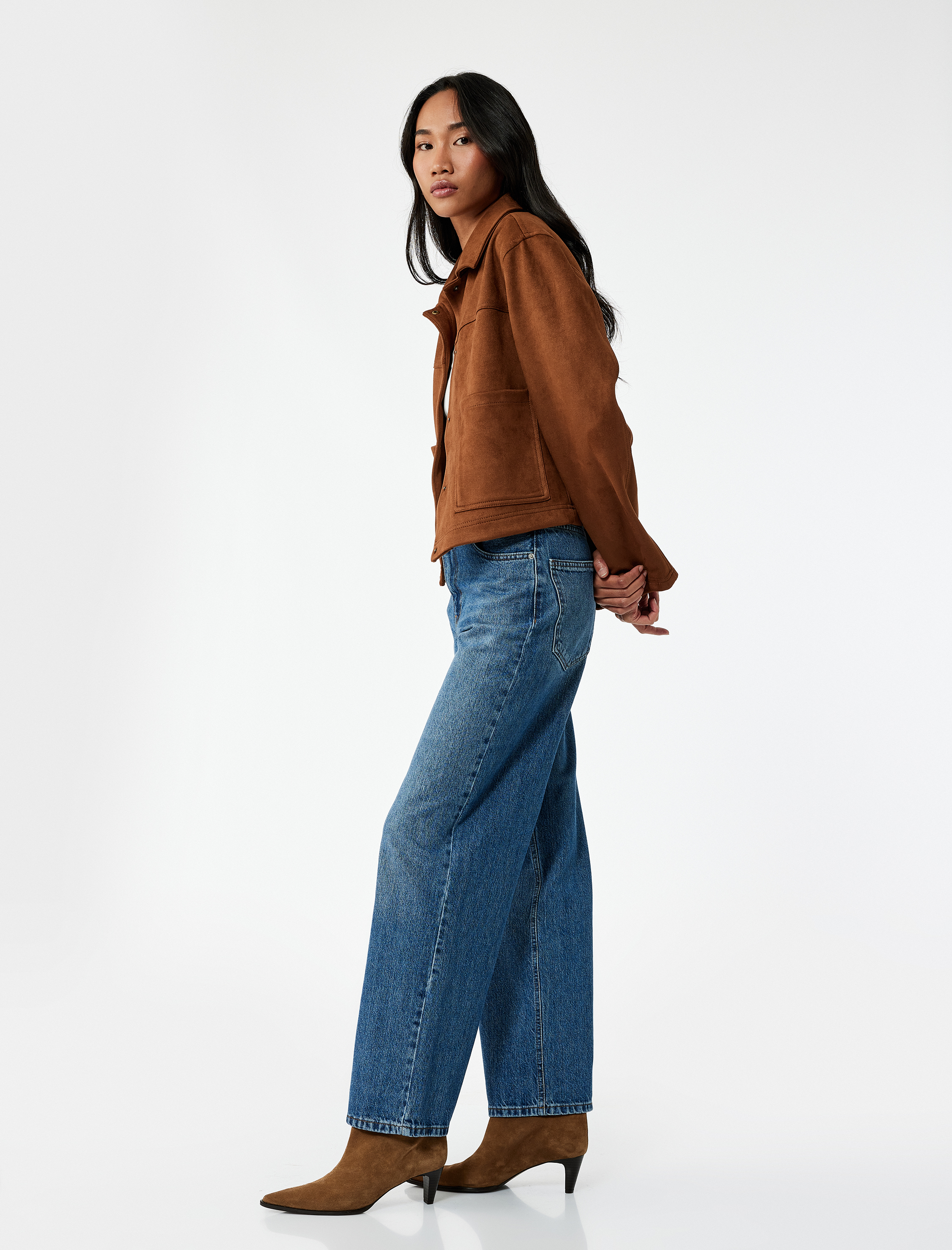   Pamuklu Bol Kalıp Düğmeli Cep Detaylı Baggy Jean Pantolon - Baggy Jeans