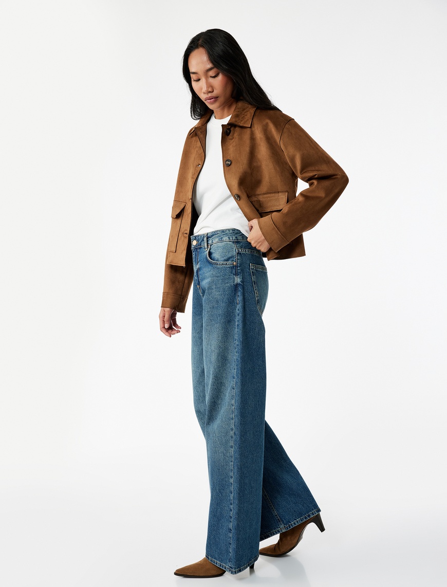   Pamuklu Loose Fit Düz Kalıp Jean Pantolon - Loose Straight Fit Jean