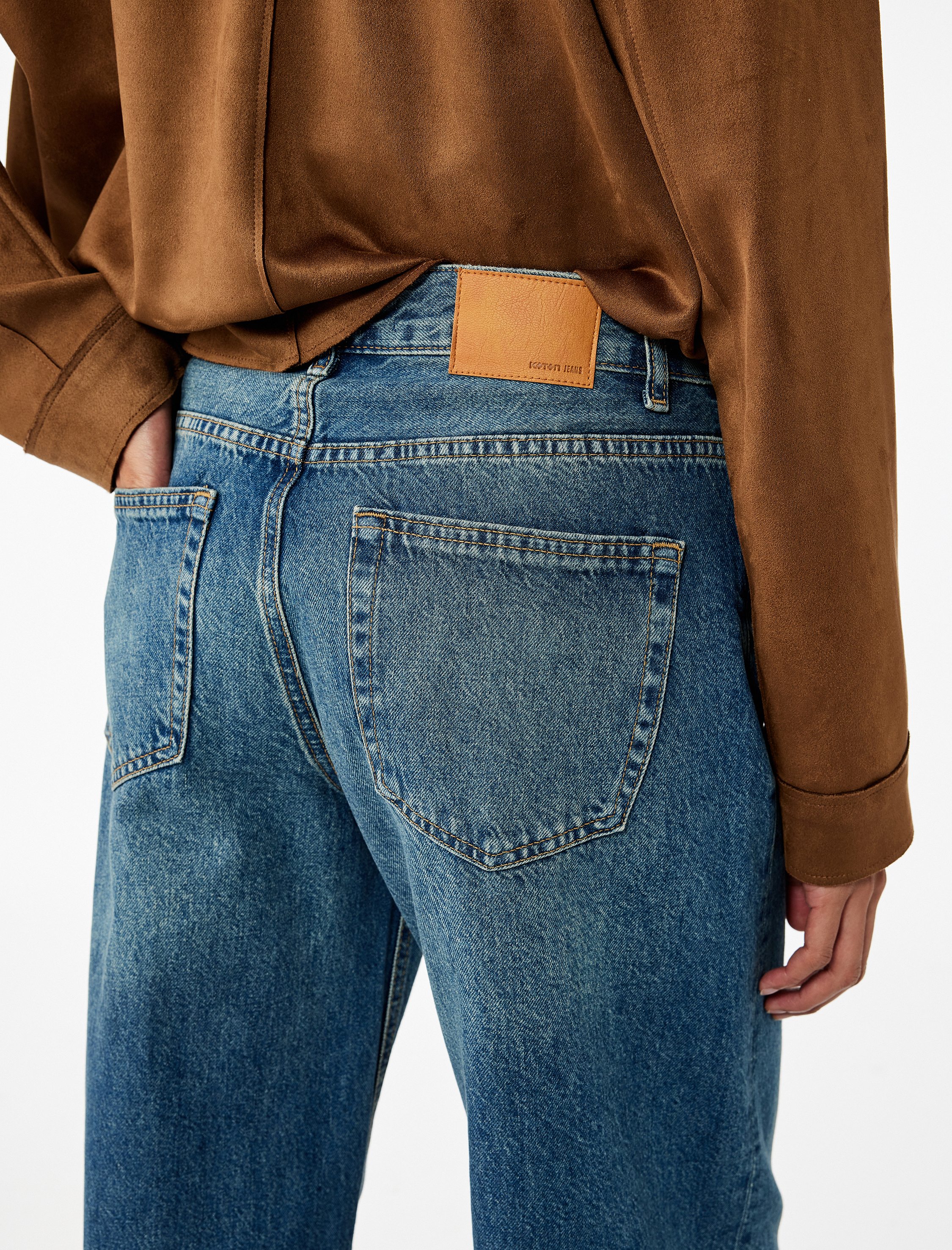   Pamuklu Loose Fit Düz Kalıp Jean Pantolon - Loose Straight Fit Jean