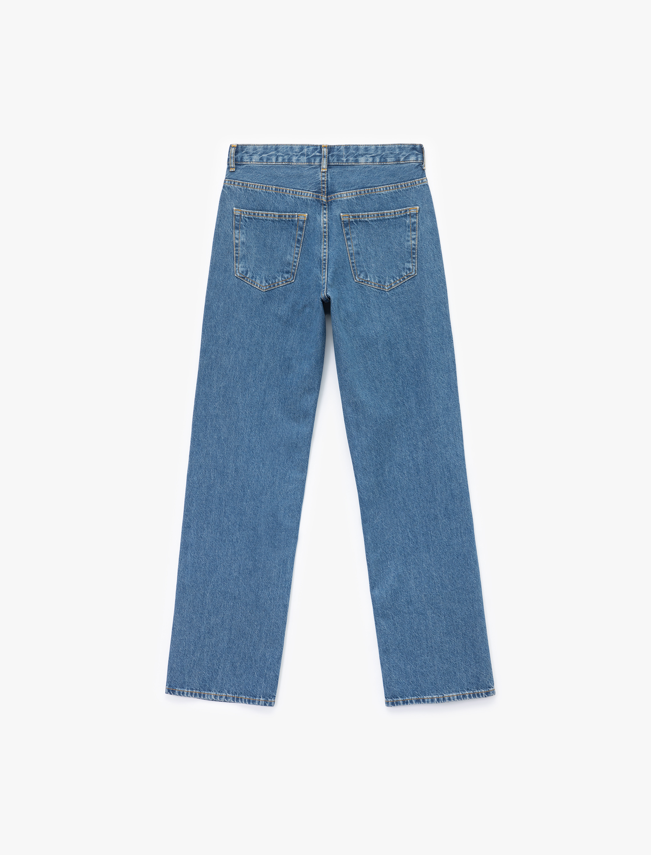   Normal Bel Düz Paça Düğmeli Çiçekli Taşlı Jean Pantolon - Straight Jeans