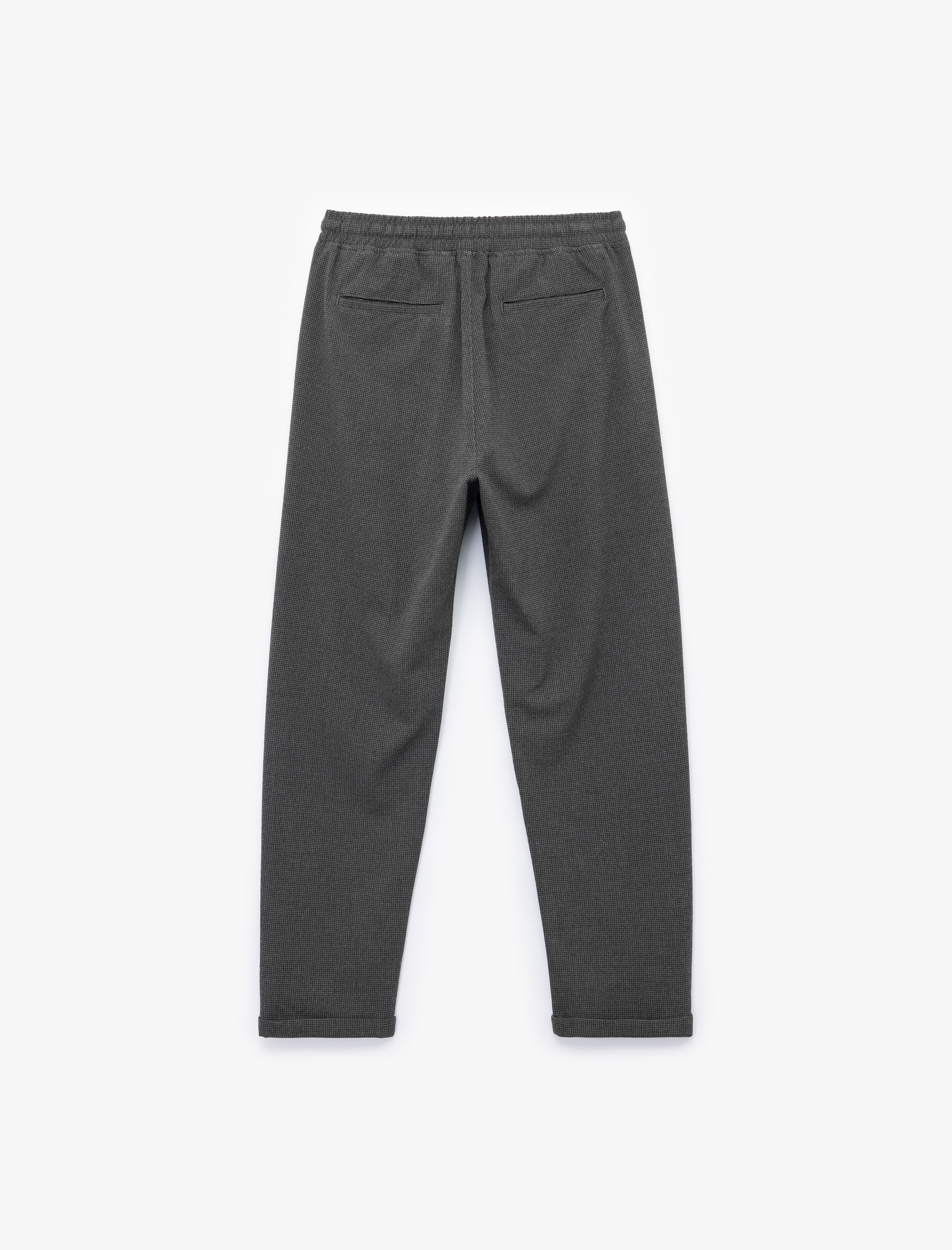   Viskon Karışımlı Cep Detaylı Dokulu Beli Bağcıklı Pantolon