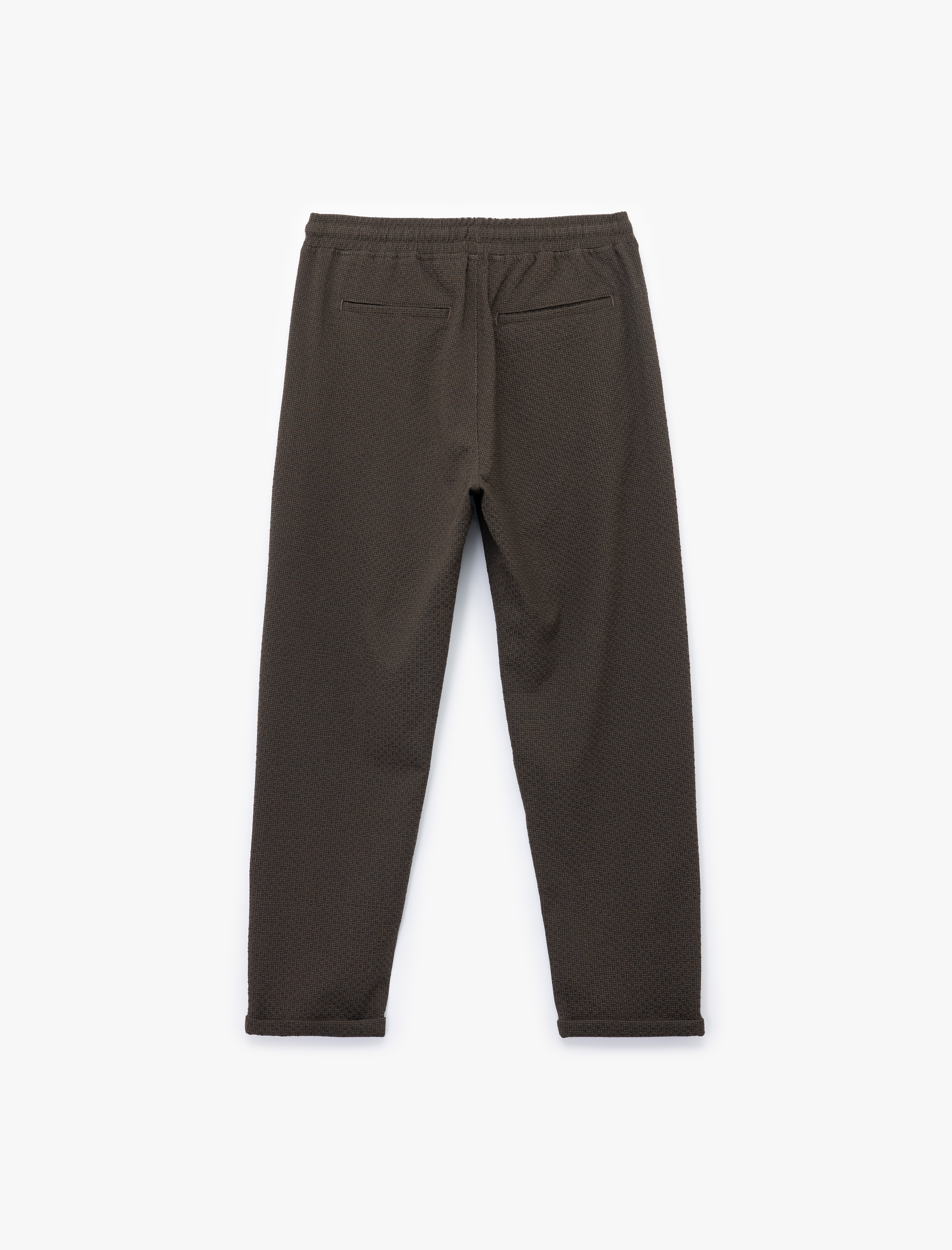   Viskon Karışımlı Cep Detaylı Dokulu Beli Bağcıklı Pantolon