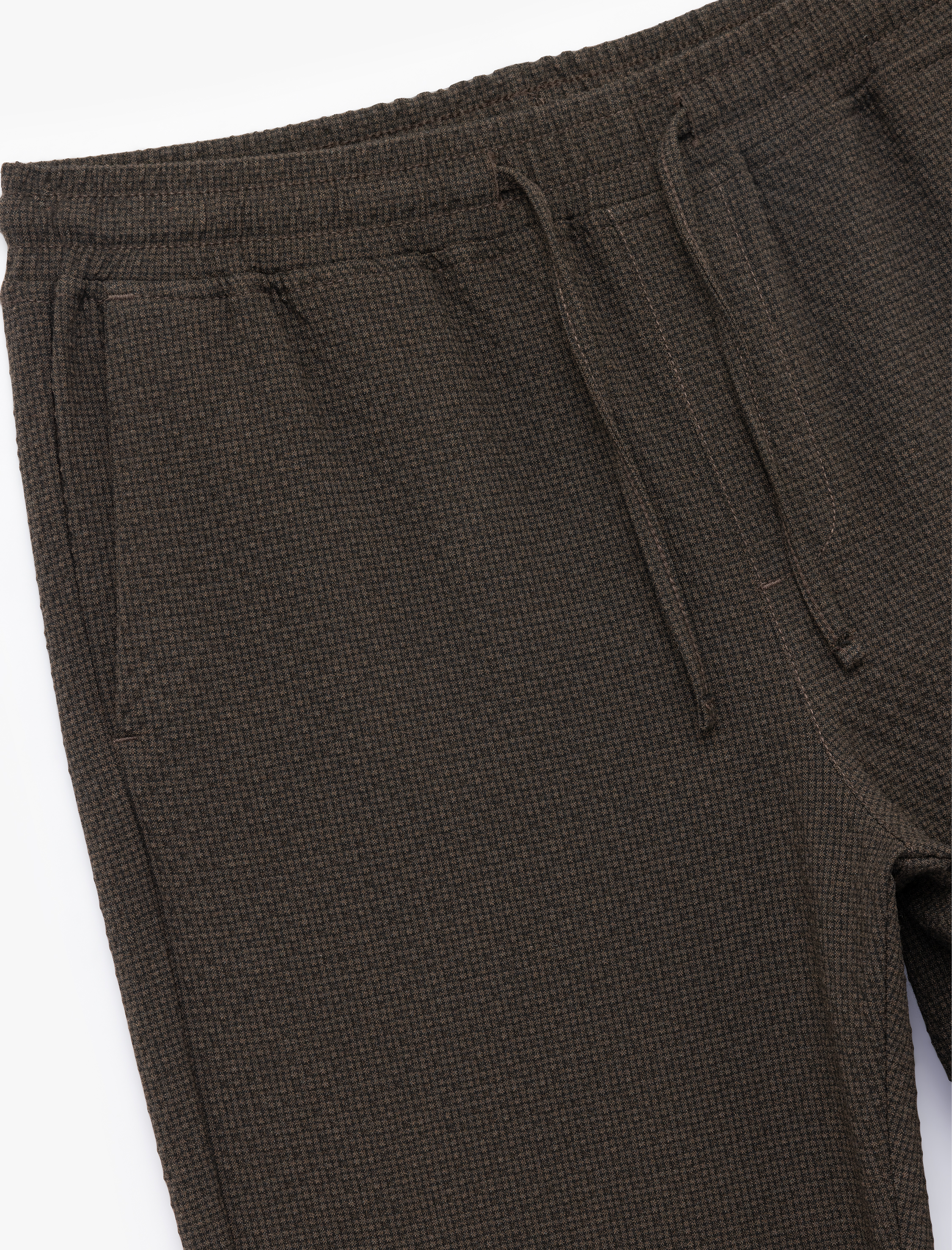   Viskon Karışımlı Cep Detaylı Dokulu Beli Bağcıklı Pantolon