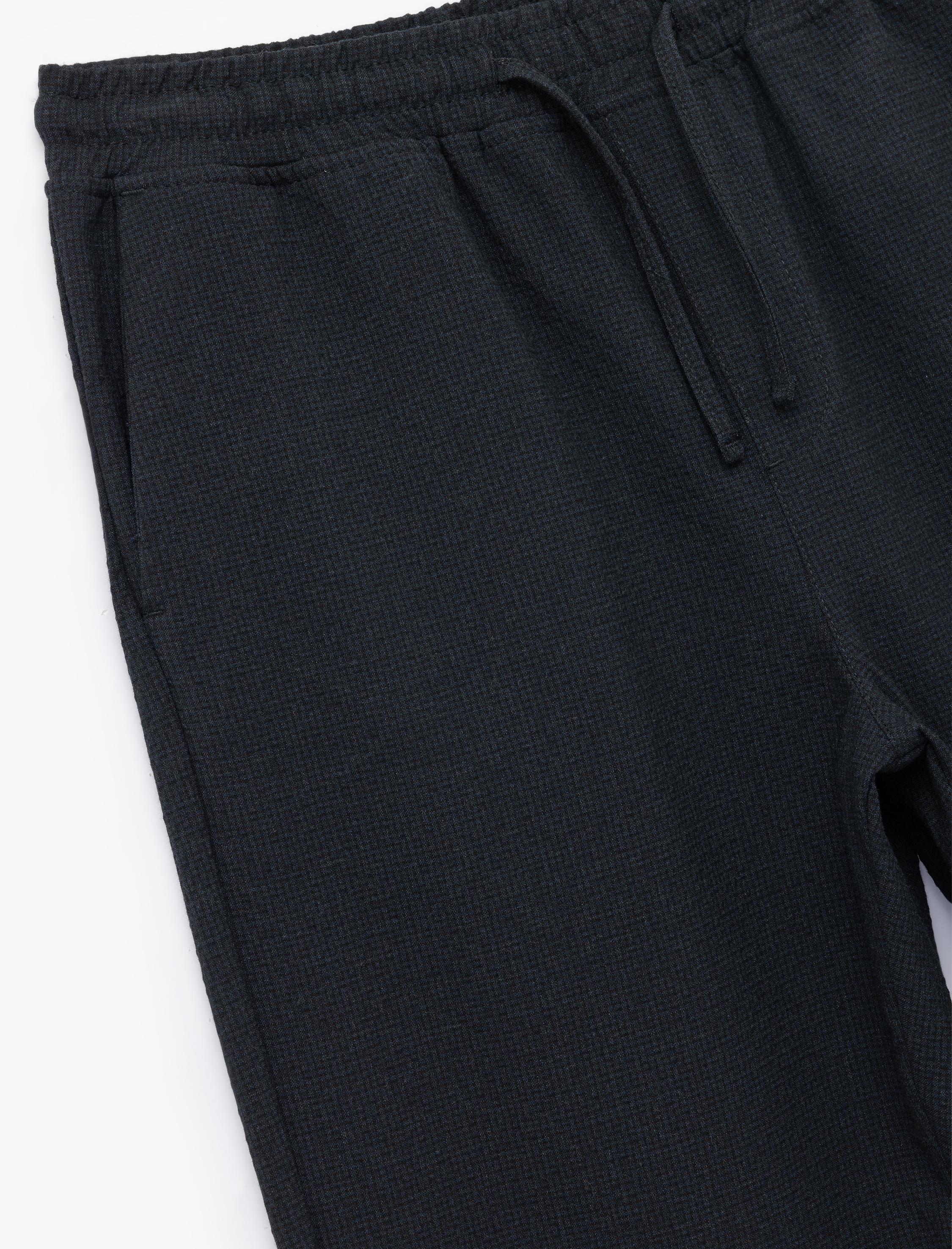 Viskon Karışımlı Cep Detaylı Dokulu Beli Bağcıklı Pantolon