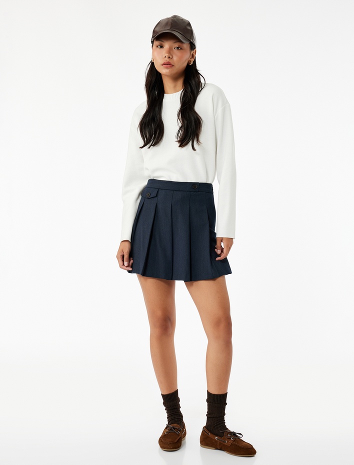  Rahat Kalıp Uzun Kollu Bisiklet Yaka Tişört