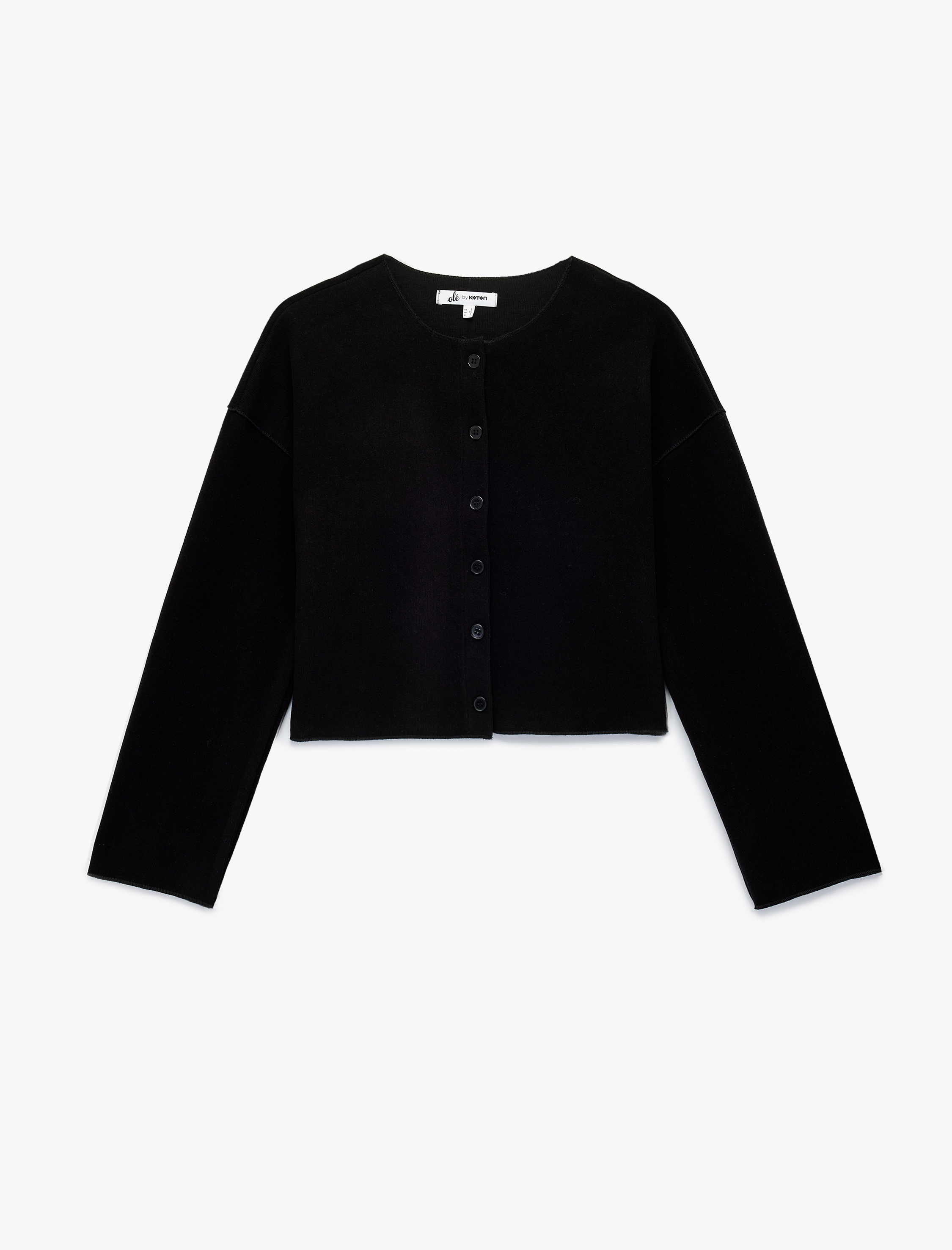   Uzun Kollu Bisiklet Yaka Düğmeli Triko Hırka